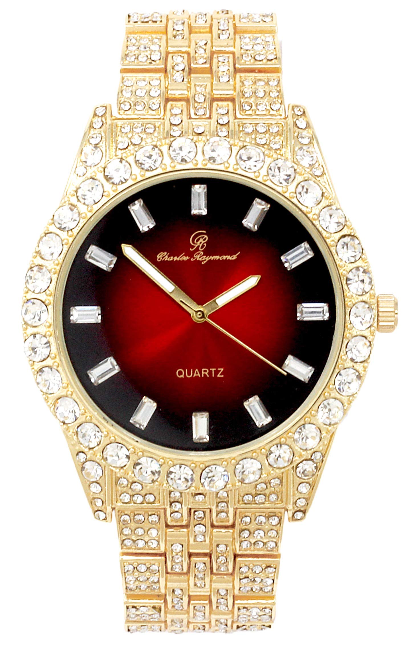 Men's Iced Out Watch with Matching Cuban Link Bracelet - Luxury Hip Hop Jewelry - Big Rhinestones & Elegant Baguette Dial - Master Bling Designer ST10226B - Perfect for Parties, Gifts & Streetwear Fashion