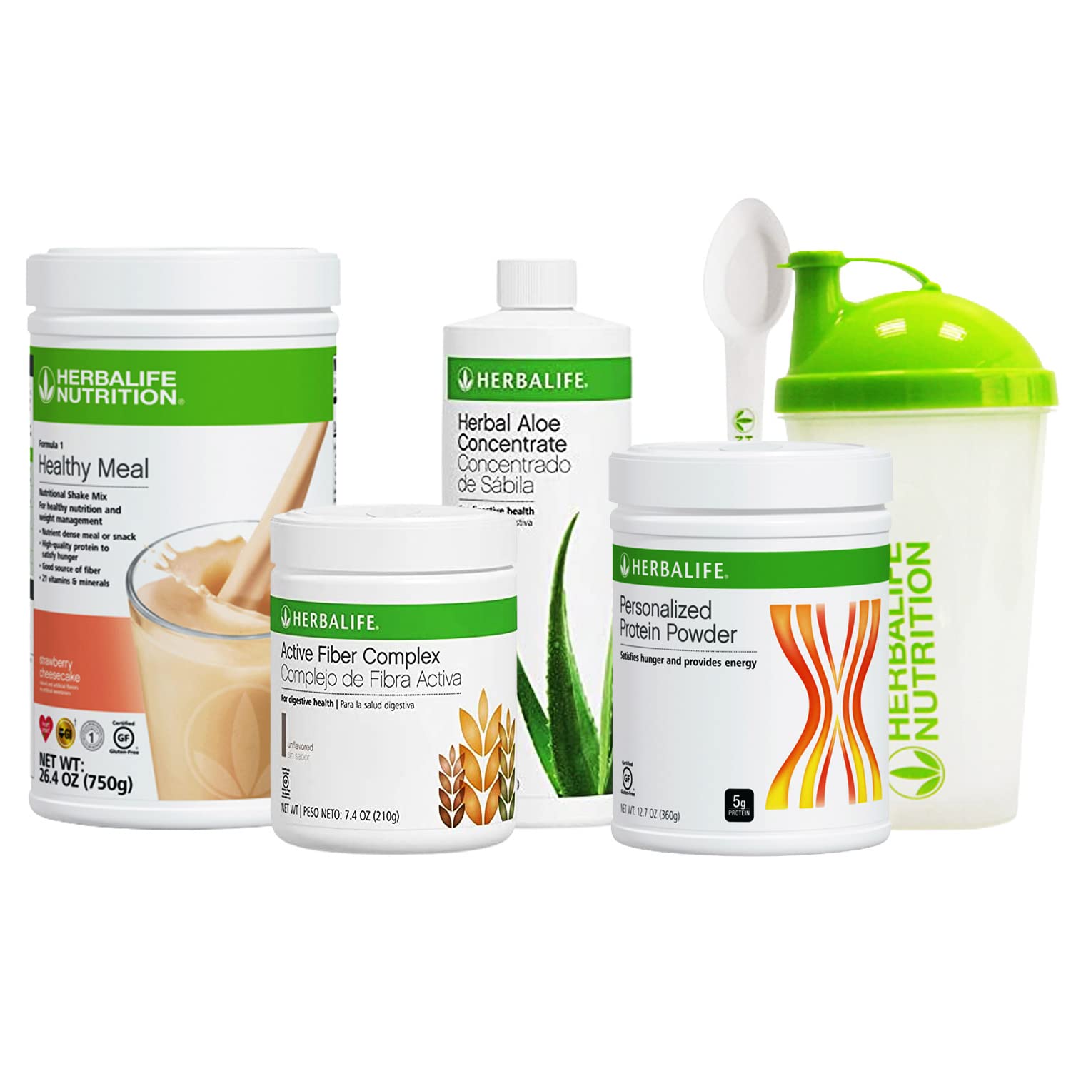 HERBALIFE Formula 1 Healthy Nutritional Shake Mix - Strawberry Cheesecake Flavor with Active Fiber Complex, Herbal Aloe Concentrate, Personalized Protein Powder, Shaker Cup & Spoon | Meal Replacement for Weight Management & Fitness Nutrition