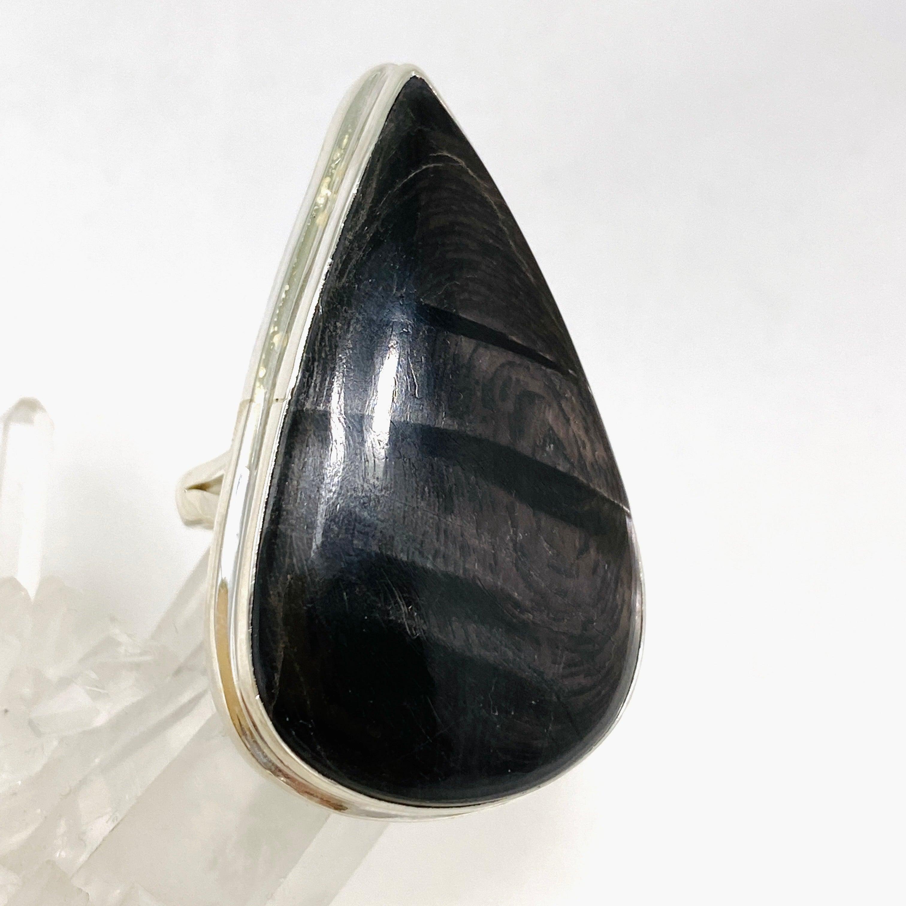 Hypersthene Teardrop Split Band Ring - Size 11 - KRGJ3149 | Elegant Crystal Jewelry for Women, Perfect for Weddings, Parties & Everyday Wear