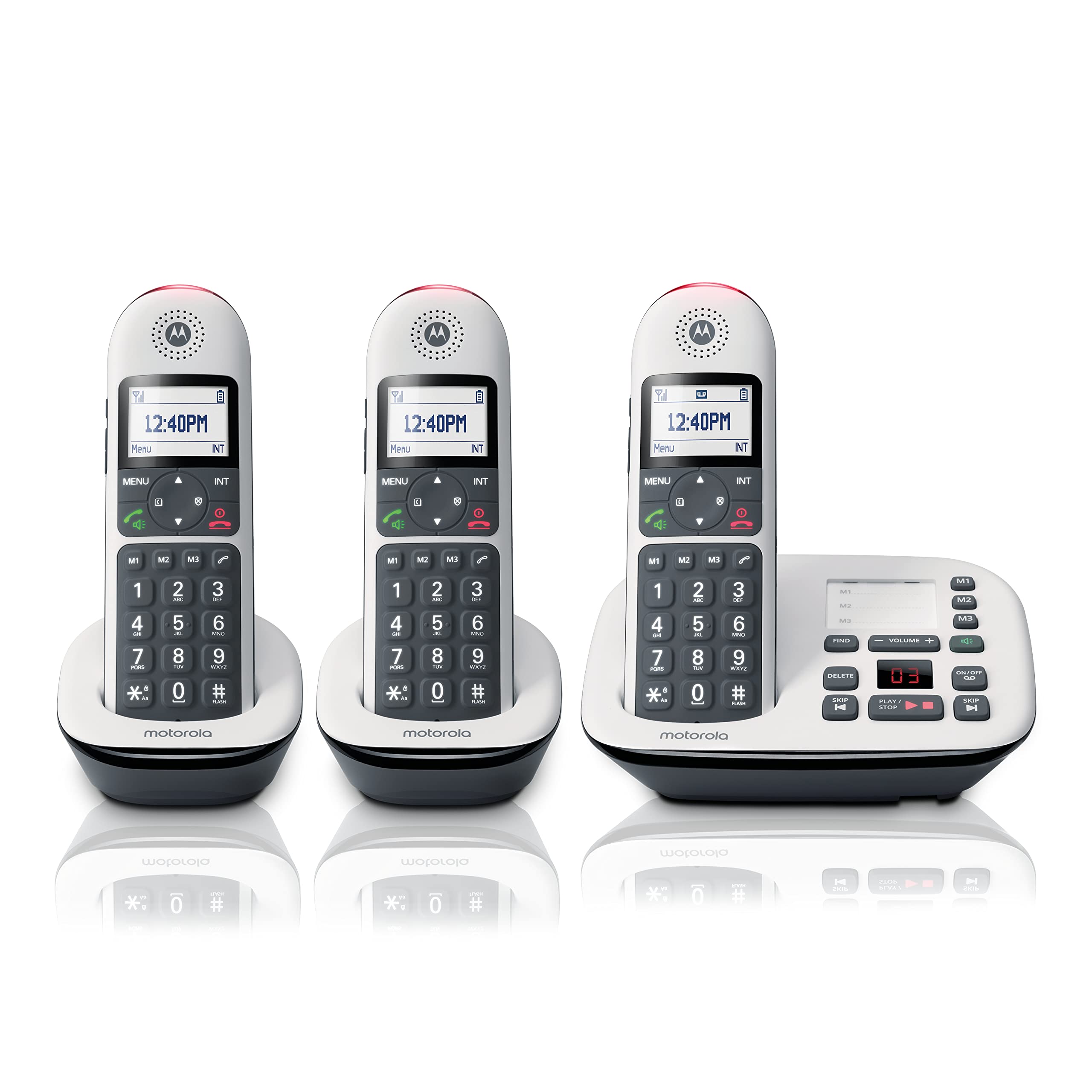 Motorola CD5013 DECT 6.0 Cordless Phone System with Answering Machine | 3 Handsets | Call Block & Volume Boost | Ideal for Home & Office Use