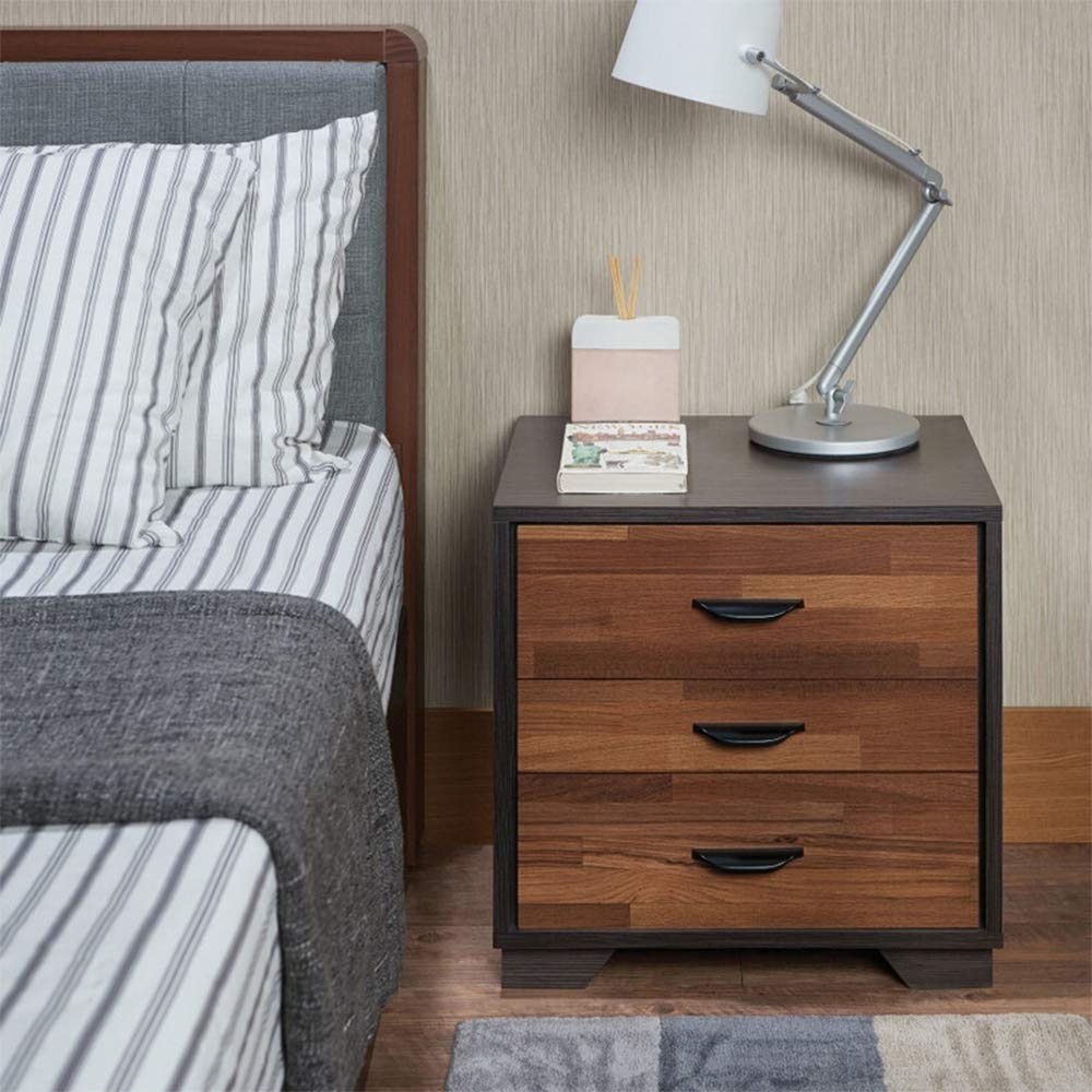 3-Drawer Wood Nightstand with Storage - Walnut & Espresso Bedside Table, Accent End Table for Bedroom & Living Room - Perfect for Organizing Books, Lamps & Bedroom Essentials