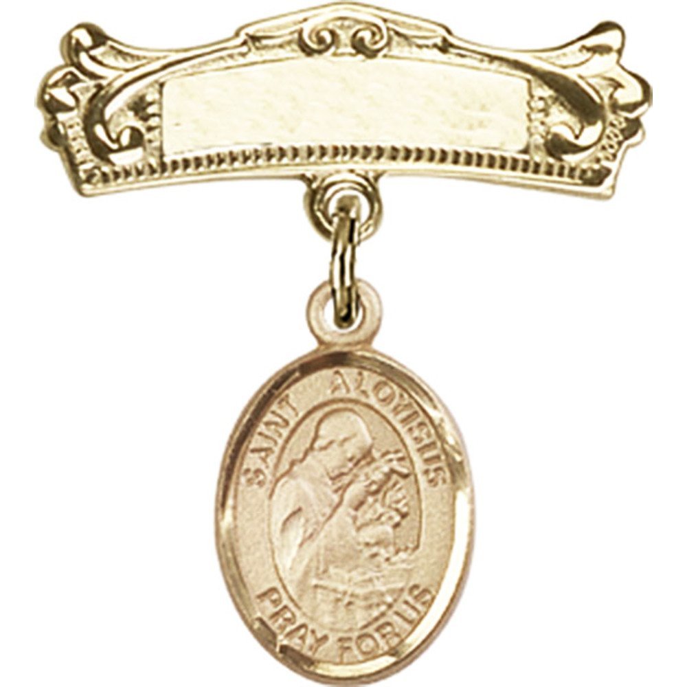 St. Aloysius Gonzaga Gold Filled Baby Badge with Charm - 7/8