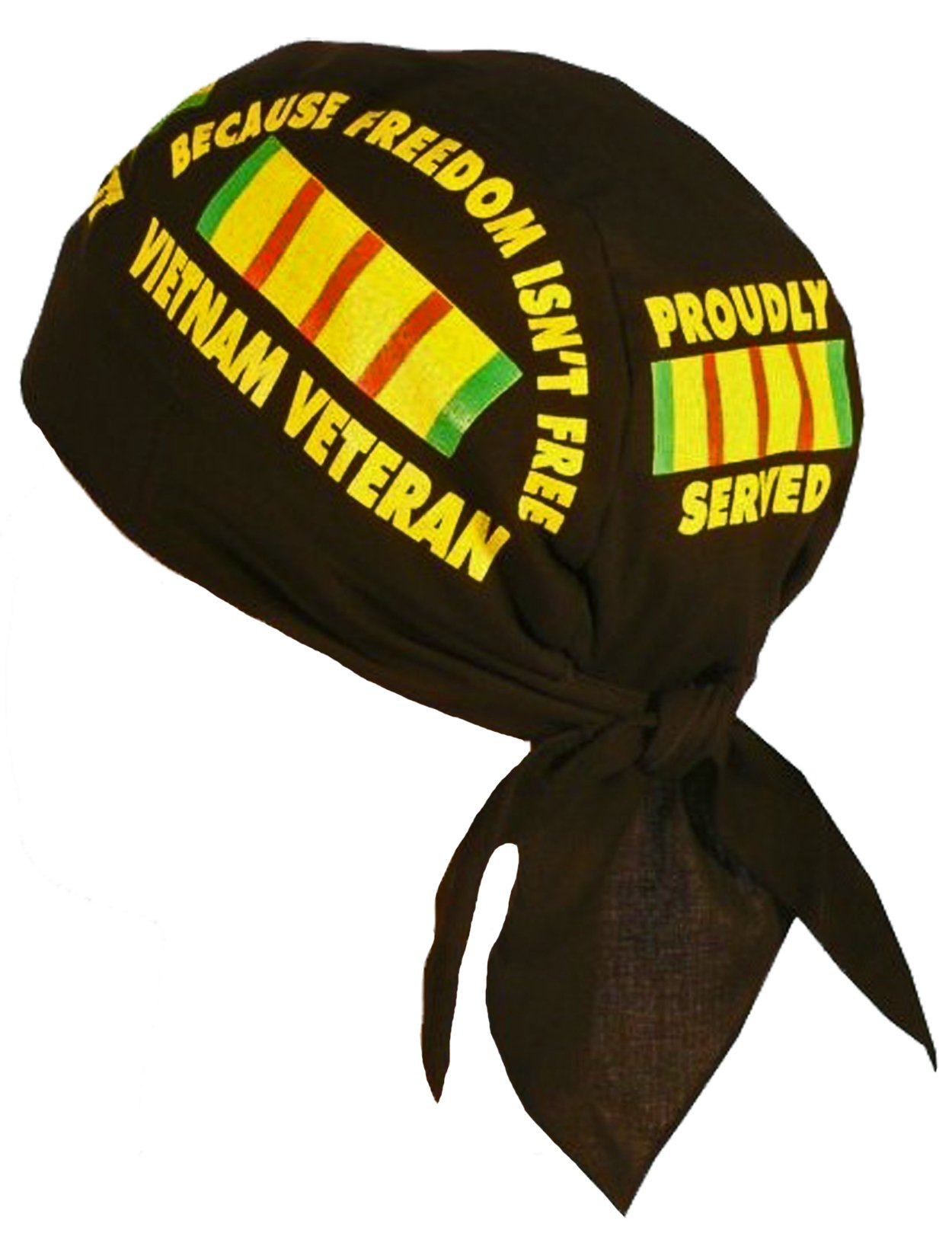 Vietnam Veteran Doo Rag Skull Cap with Sweatband - Made in USA | Patriotic Headwear for Motorcycle Riding, Outdoor Activities & Military Support