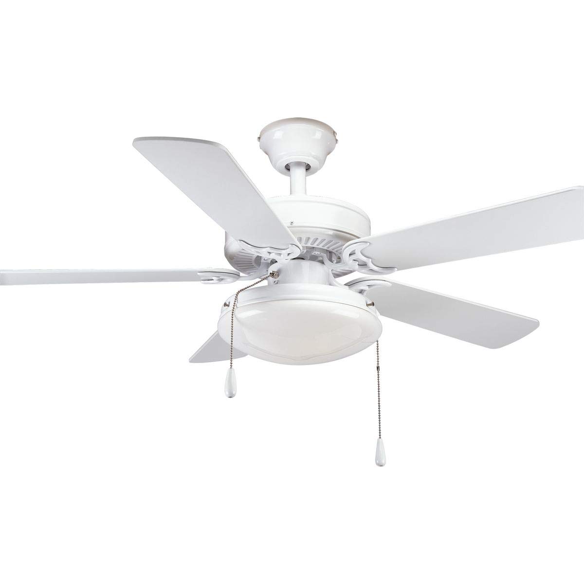 Progress Lighting P2500-30 AirPro 42-Inch White Ceiling Fan with Remote Control - Energy Efficient Indoor Cooling for Living Room, Bedroom & Office