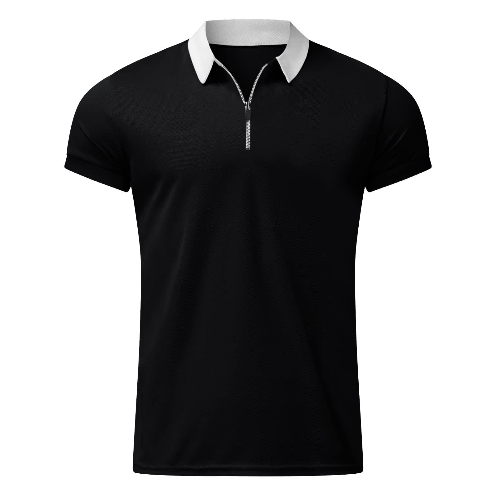 Men's Slim Fit Polo Shirts - Short Sleeve Business Casual Shirts with Zipper Collar for Golf, Office & Outdoor Activities | Big & Tall Sizes Available