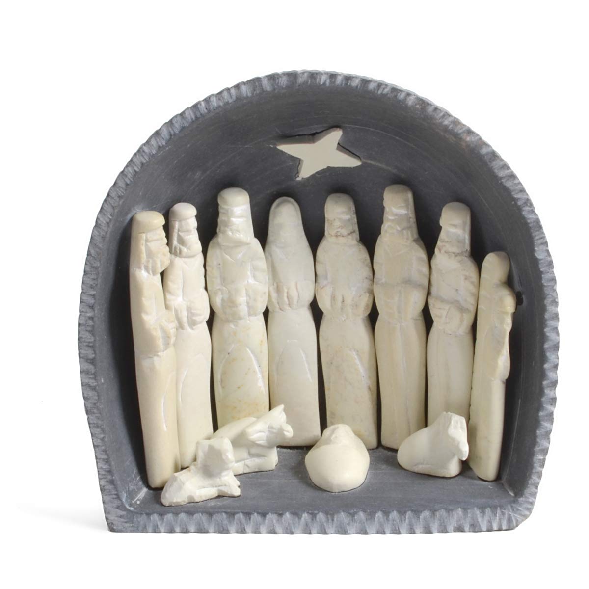 Hand Carved African Soapstone Nativity Set - 3.75 Inch Cove Design for Christmas Decorations, Home Décor & Gift Giving