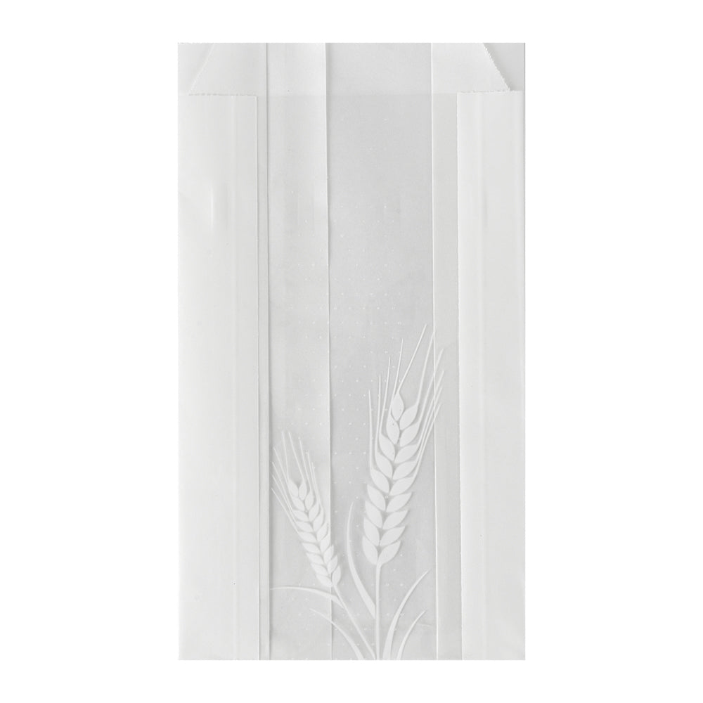 Greaseproof White Paper Bread Bags - Micro Perforated, Wheat Pattern (4.5
