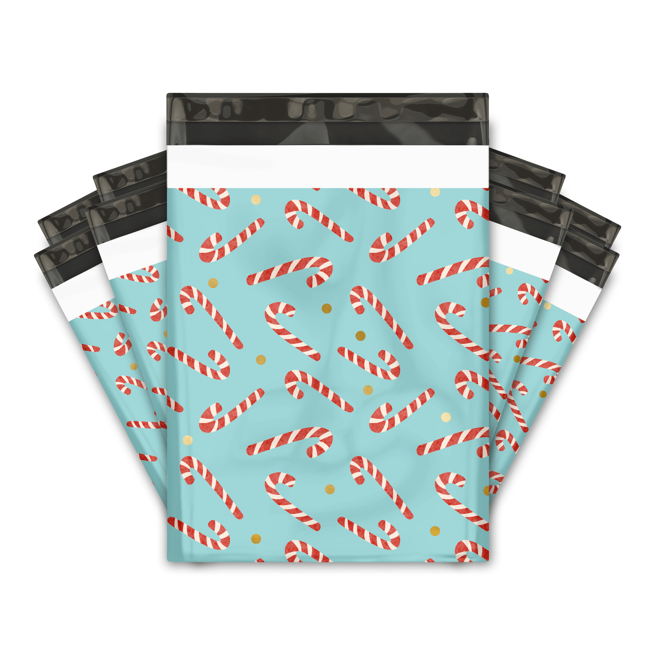 10x13 Premium Printed Candy Cane Poly Mailers - Christmas Holiday Shipping Envelopes for Ecommerce, Small Business & Gift Packaging (Set of 50) - Perfect for Online Stores, Subscription Boxes & Festive Deliveries