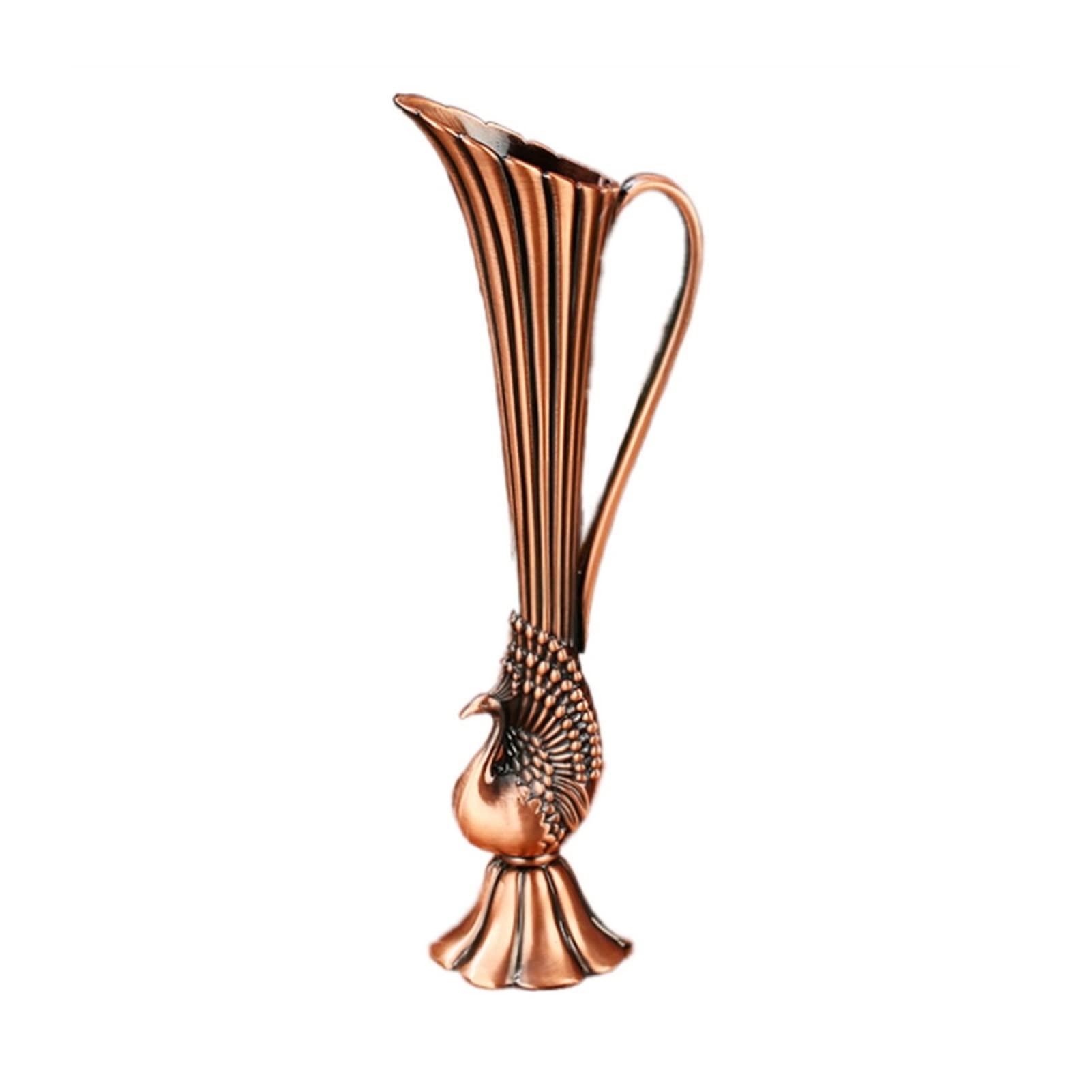 Retro Embossed Bird Flower Vase - Nordic Luxury Alloy Ancient Red Vase for Wedding Centerpieces, Home & Hotel Decor - Perfect for Dining Table, Living Room, and Event Decorations
