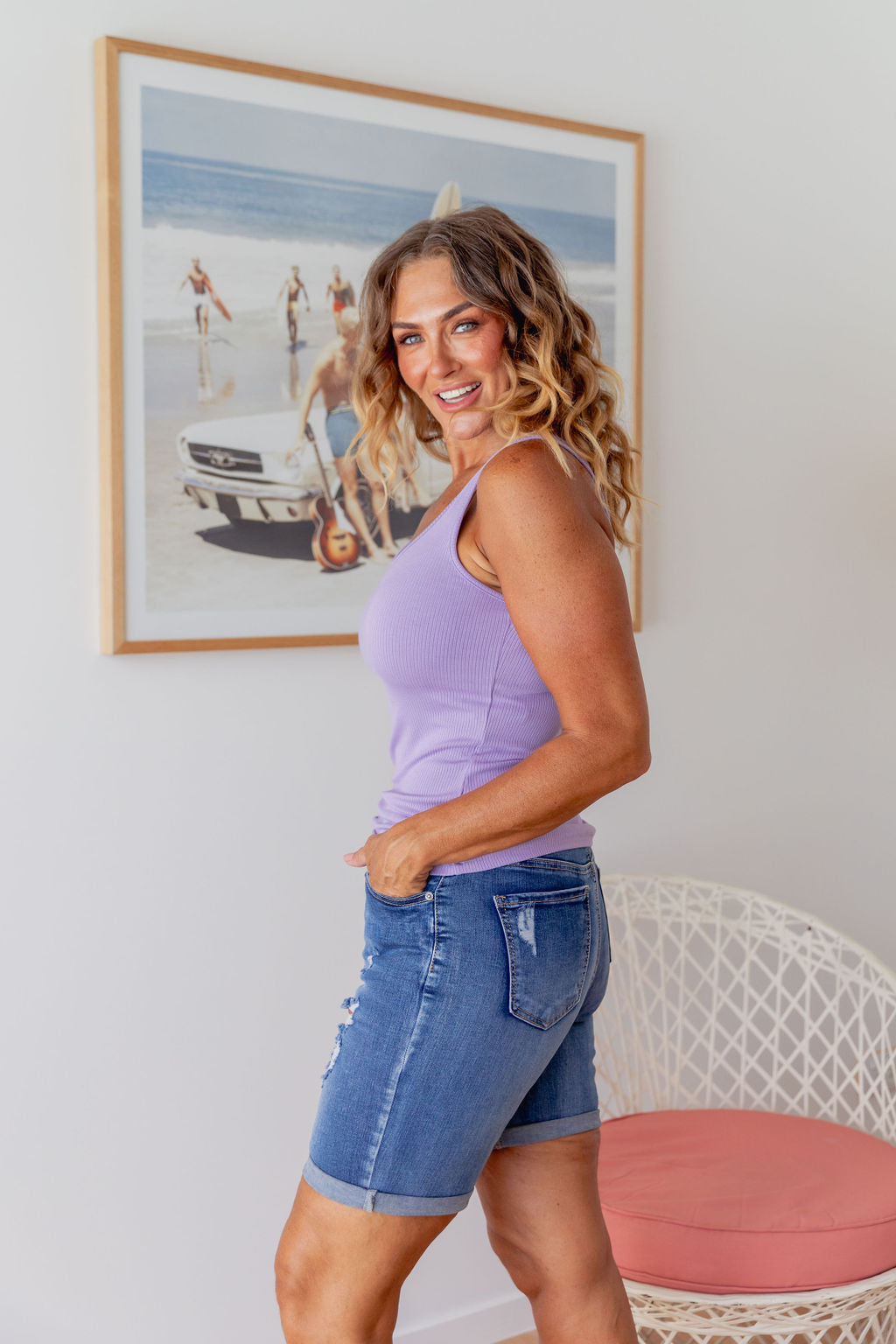 Lavender Billi Tank Top - Women's Floral Print Casual Blouse for Summer | Perfect for Beach Outings, Picnics, and Everyday Wear