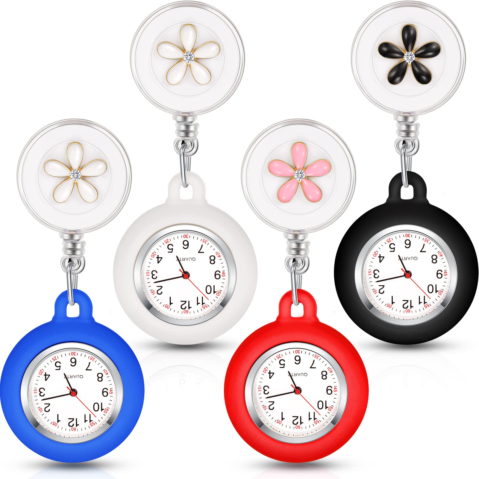 Outus 4-Piece Nurse Watch Set - Digital Fob Pocket Watch with Brooch Clip for Nurses & Doctors - Perfect for Medical Professionals, Clinical Shifts & Healthcare Work