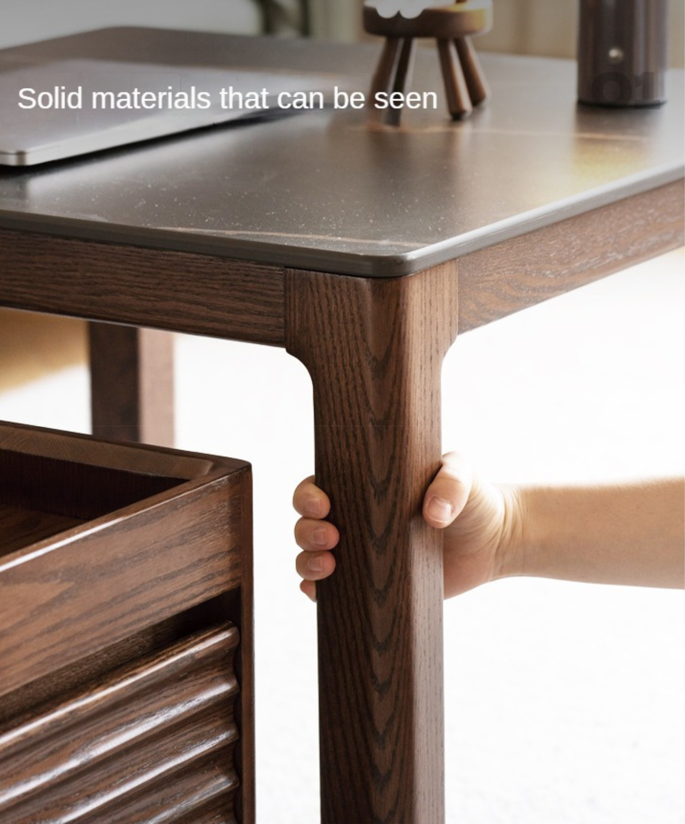 Solid Oak and Black Walnut Wood Rocking Coffee Table - Rustic Movable Side Table for Living Room, Patio, or Outdoor Use