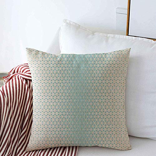 Abstract Geometric Triangle Line Throw Pillow Covers - Blue Gradient Hipster Design, 16x16 Inch Square Linen Pillowcases for Sofa, Couch, Bed & Car Decor | Modern Home & Office Decoration