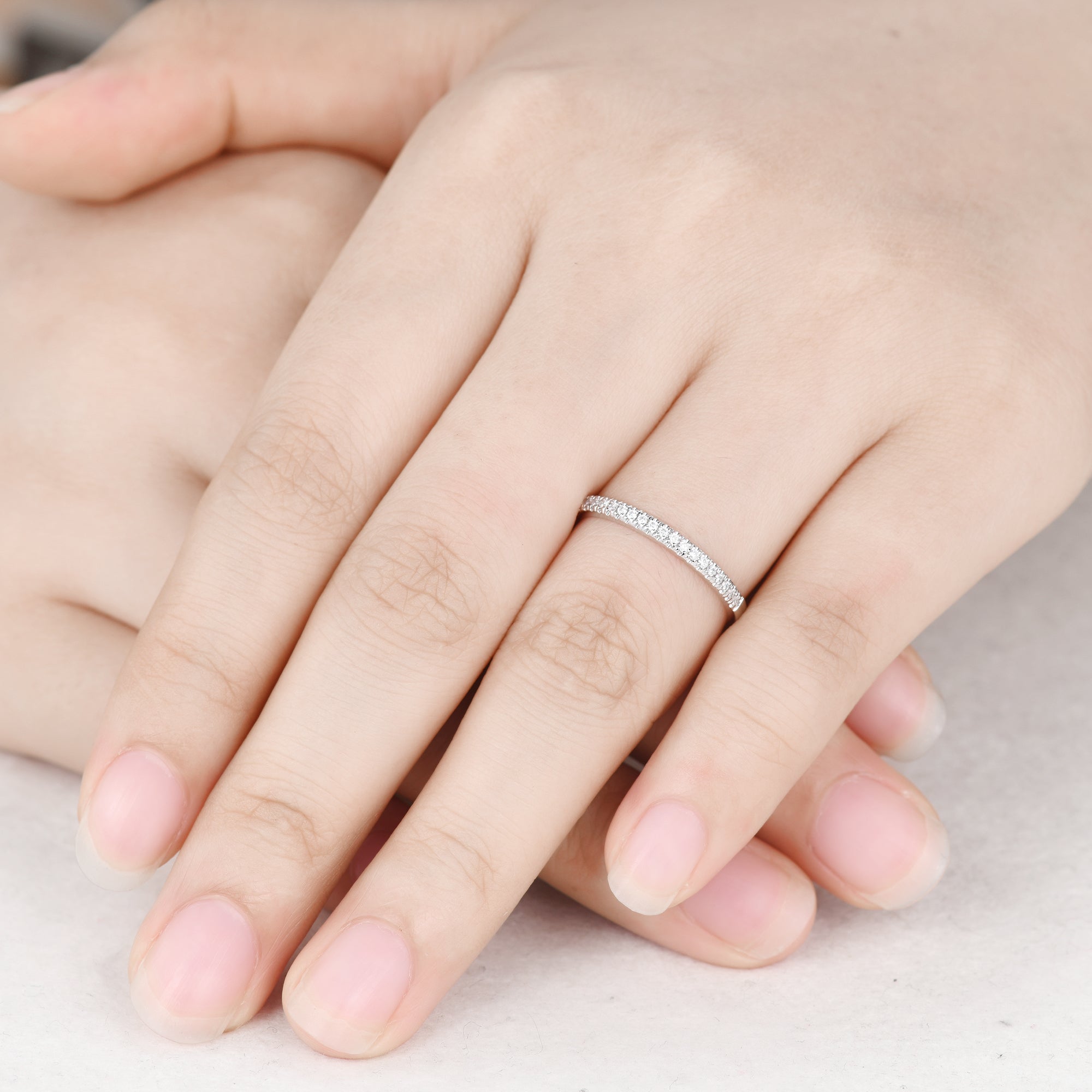 14K White Gold Round Diamond Half Eternity Wedding Ring for Women - Elegant Bridal Band, Anniversary Gift, Engagement Jewelry (Perfect for Proposals, Weddings & Special Occasions)