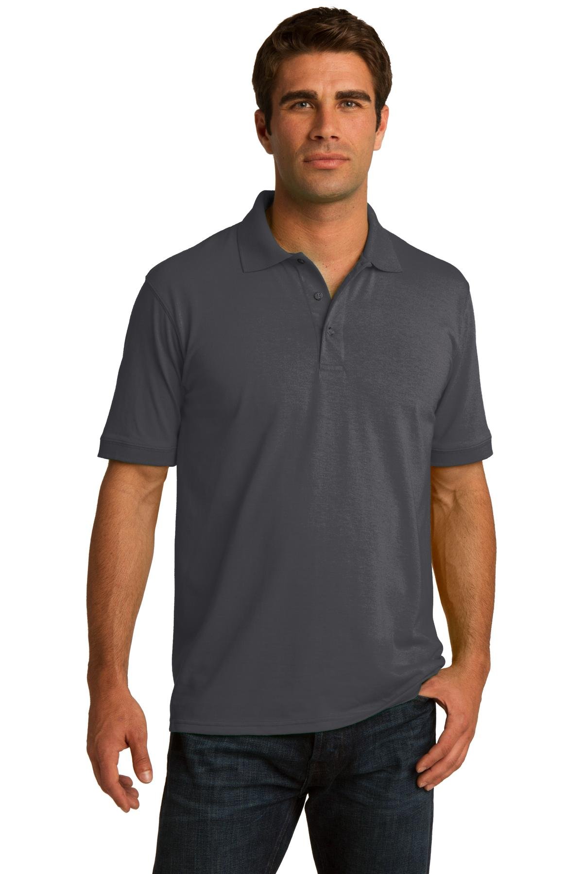 Port & Company Core Blend Jersey Knit Polo Shirt - Comfortable Men's Casual Wear (KP55 Charcoal) | Perfect for Office, Golf & Everyday Outfits