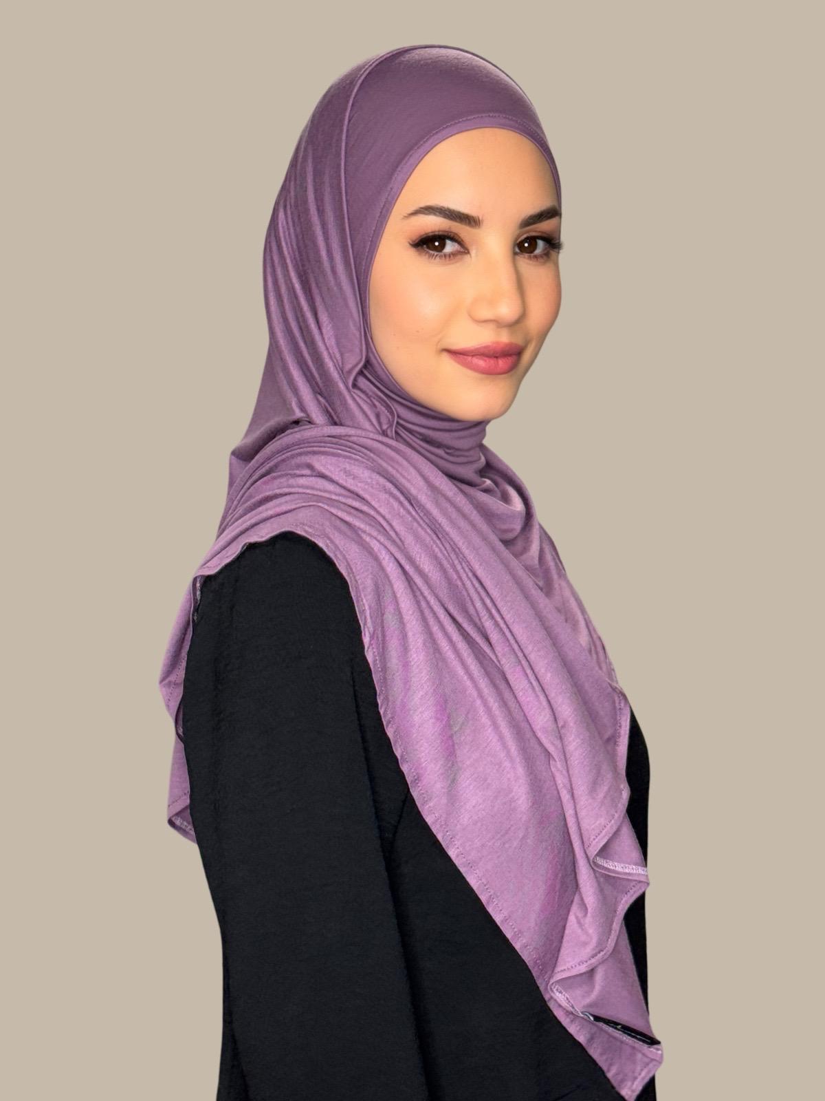 Pre-Sewn Jersey Hijab in Mauve Taupe - Soft & Comfortable Muslim Headscarf for Daily Wear & Prayer