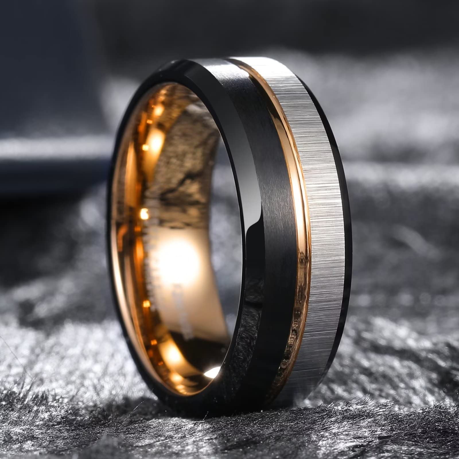King Will LOOP Men's & Women's Tungsten Carbide Wedding Band Ring - 6mm/8mm Comfort Fit in Black, Silver, Blue & Brushed Gold - Durable & Scratch Resistant for Everyday Wear, Anniversary Gifts & Couple Rings