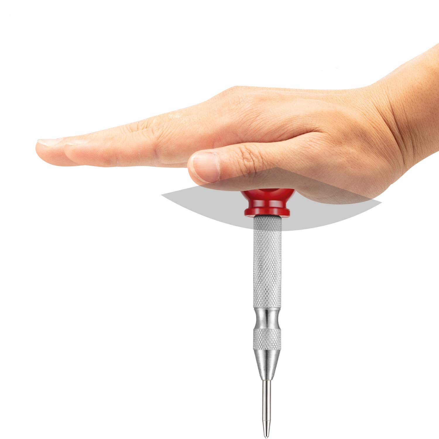 5 Inch Automatic Spring-Loaded Center Punch Tool - Adjustable Tension Metal Punch for Wood, Plastic, Glass & Marble | DIY, Metalworking & Craft Projects (Red)