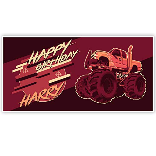 Red Monster Truck Birthday Banner - Custom Party Decor for Kids' Birthday, Baby Shower & Themed Events