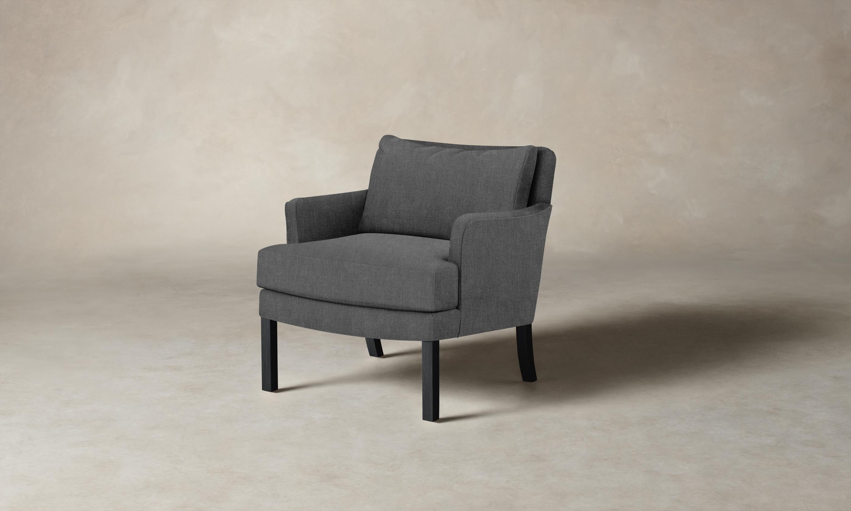 Kaye Chair - Performance Tweed Smoke Upholstered Accent Chair for Living Room, Office & Lounge - Modern Mid-Century Design with Comfortable Seating