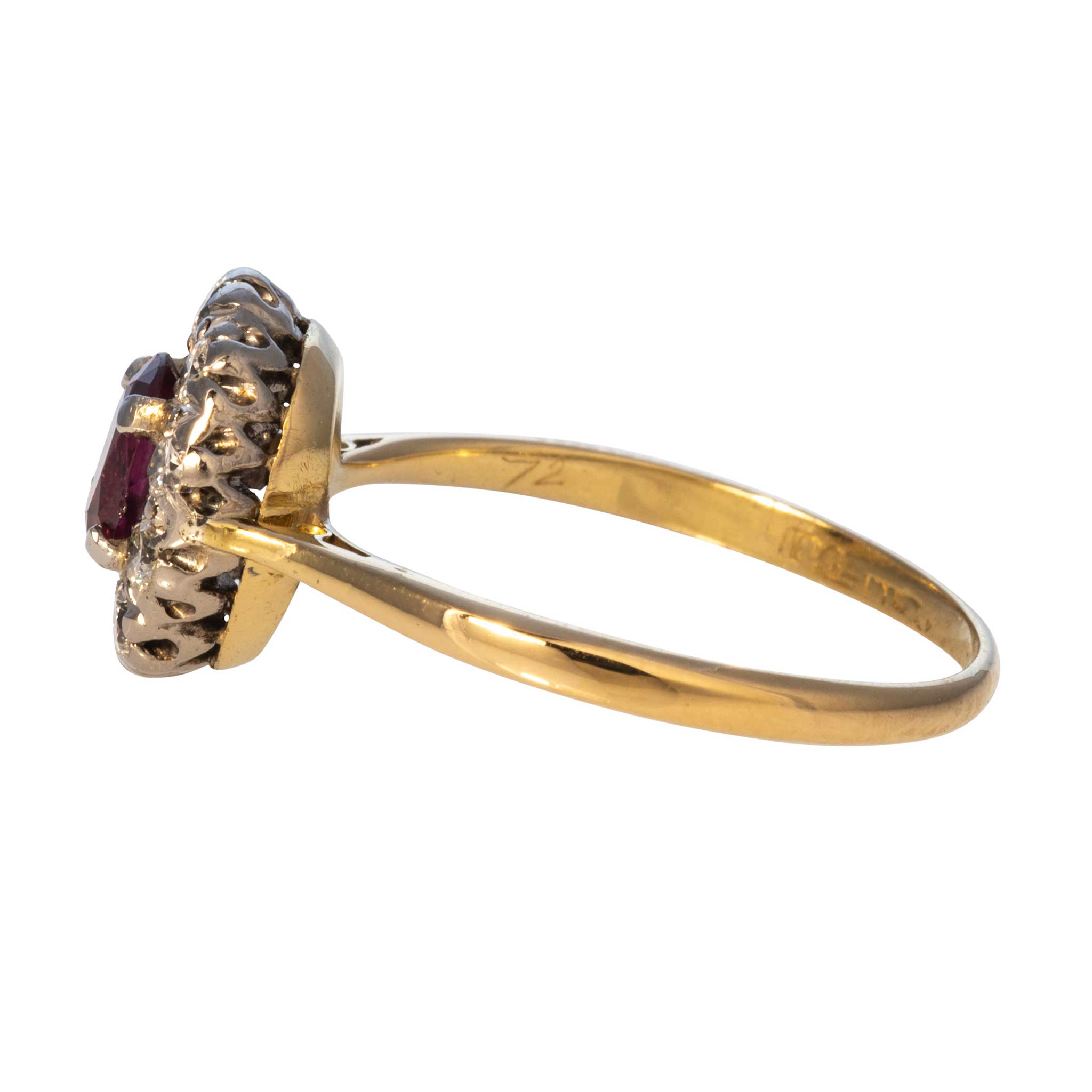 Victorian Style 0.69ct Oval Ruby and Diamond Cluster Ring in 18K Gold - Elegant Antique Jewelry for Weddings, Anniversaries & Special Occasions