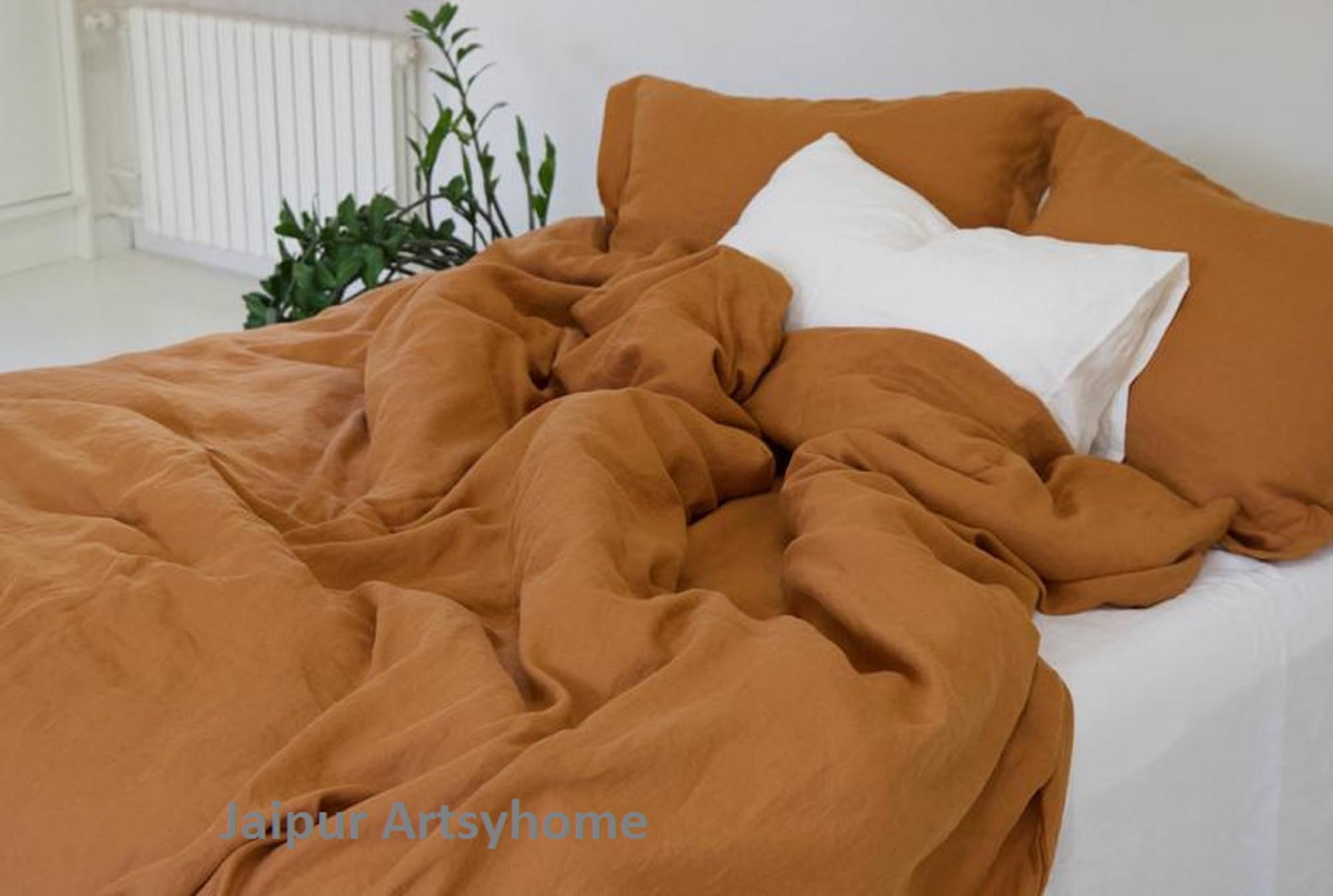 Cinnamon Washed Cotton Duvet Cover Set - 3 Piece King/Queen/Twin Size Bedding with Button Closure | Soft & Breathable for Cozy Bedrooms & Guest Rooms