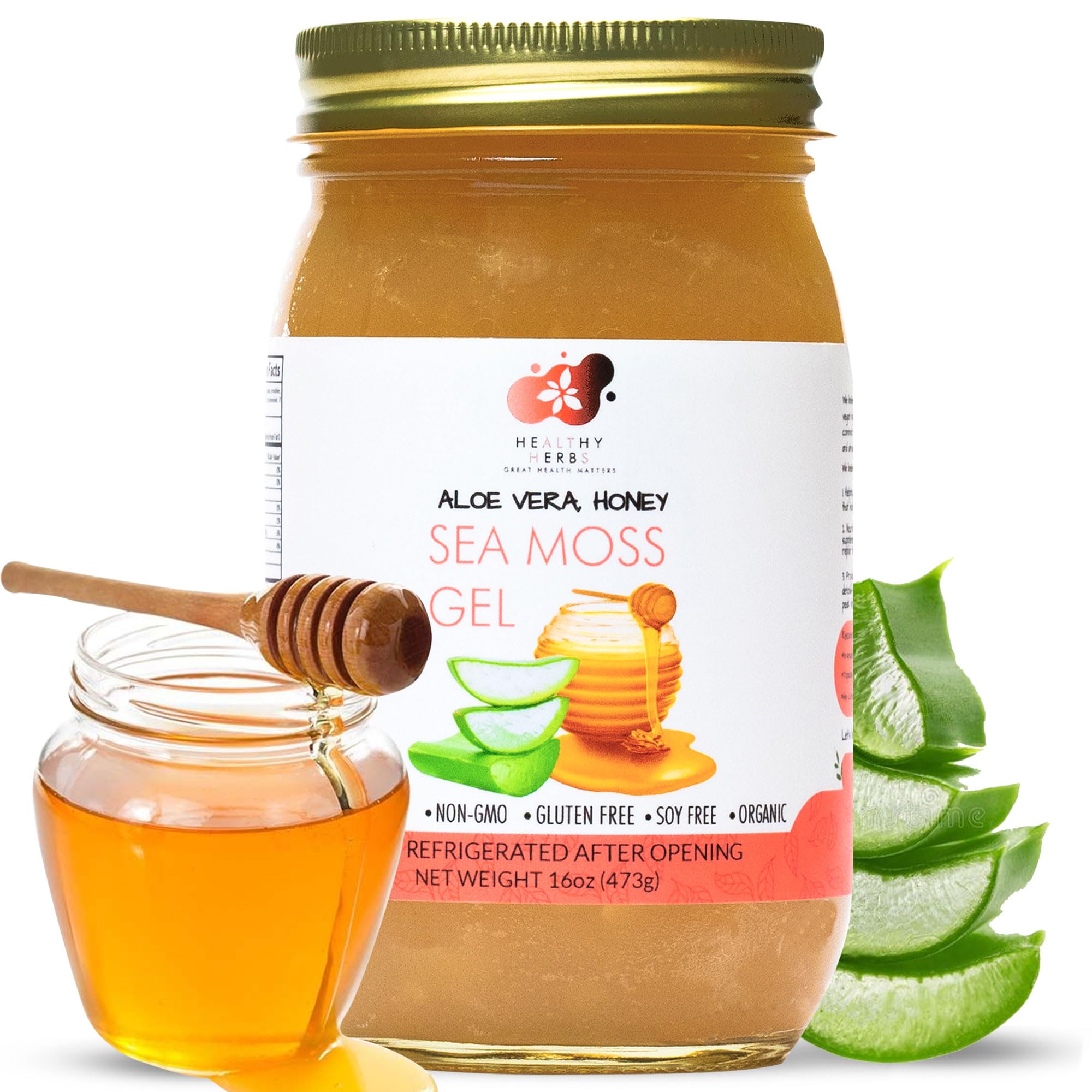 Premium Wildcrafted Jamaican St. Lucia Gold Sea Moss Gel with Aloe Vera & Honey | 90+ Essential Vitamins & Minerals | Vegan, Non-GMO, US-Made Superfood (16 oz) - Perfect for Smoothies, Skin Care & Immune Support