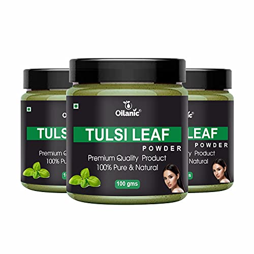 Oilanic 100% Pure Natural Tulsi Powder for Skin & Hair Care - 3 Jar Combo (300g) | Organic Herbal Supplement for Glowing Skin & Healthy Hair Growth | DIY Face Masks, Hair Treatments & Ayurvedic Remedies