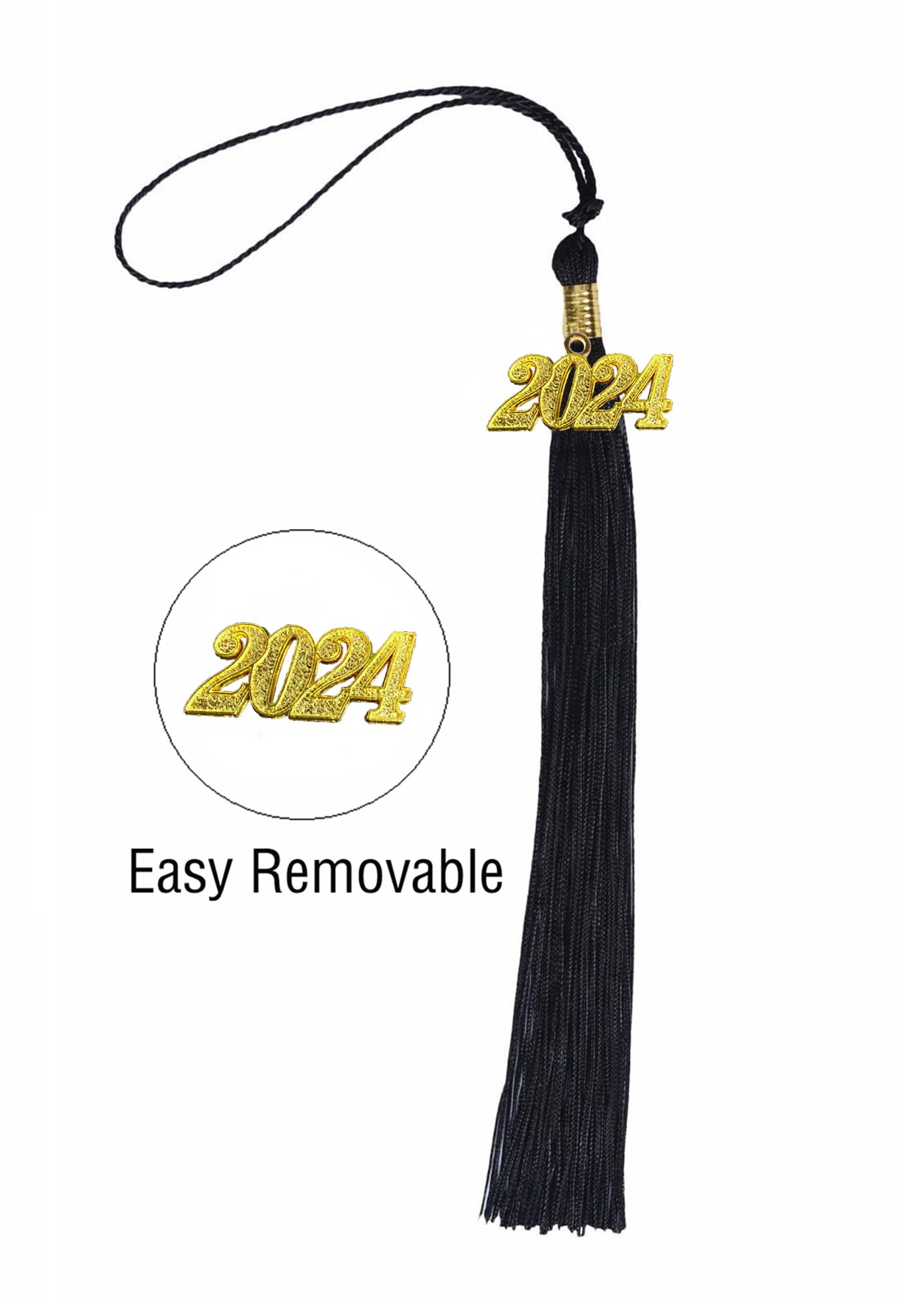 2025 Graduation Tassel with Gold Charms - Black Graduation Cap Tassel for High School & College Ceremonies - Perfect Graduation Accessory for 2025 Graduates