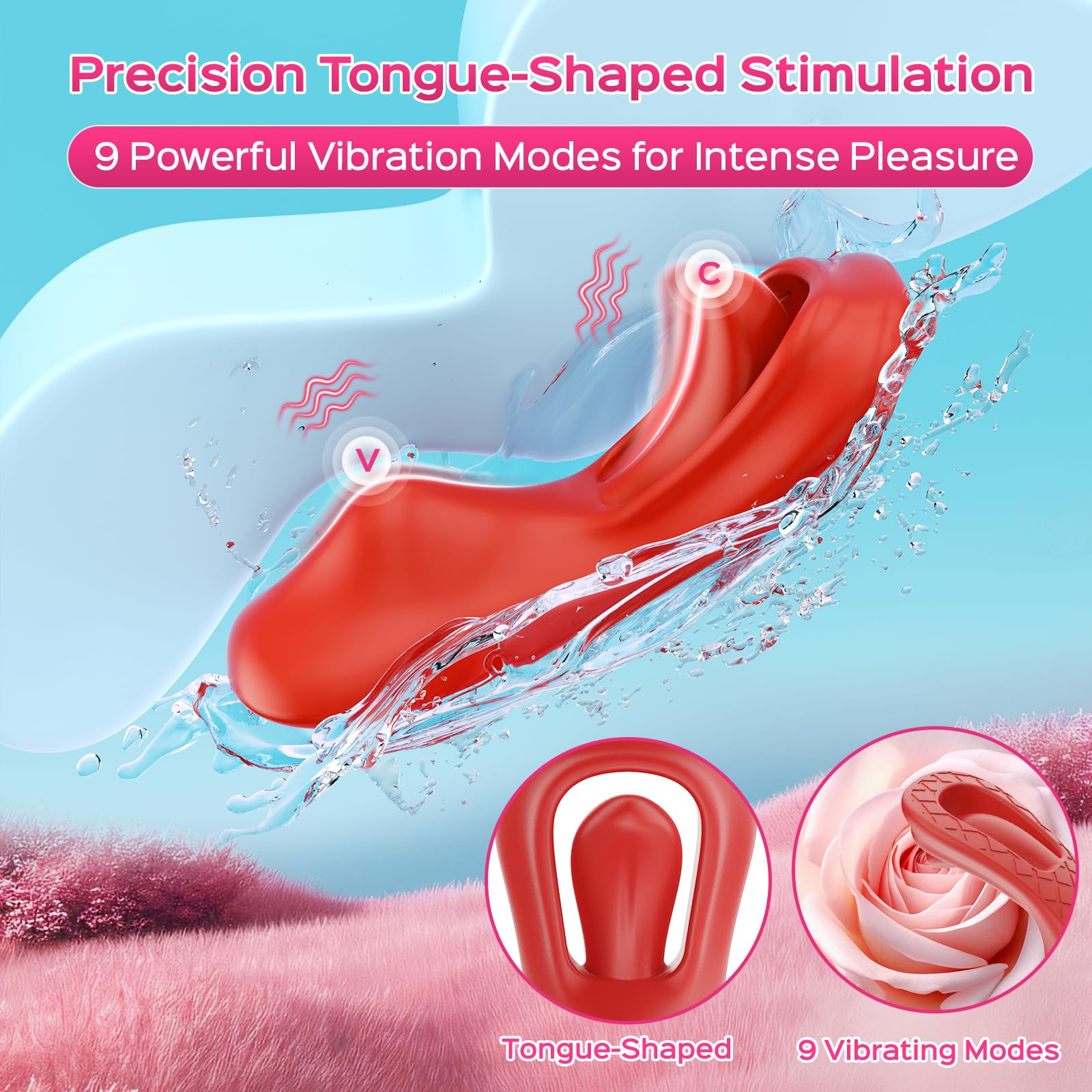 Remote Control Wearable Vibrator for Women - 9 Powerful Vibration Modes, Tongue-Shaped Clitoral Stimulator, Discreet Panty Vibrator for Solo Play & Couples - Perfect for Home Use, Travel & Spicing Up Relationships