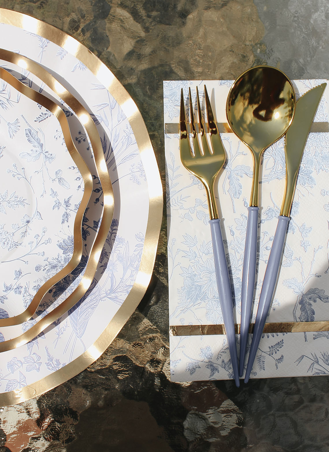 Premium Bella Cutlery Set - 24-Piece Gold & Sky Blue Handle Stainless Steel Flatware for Dinner Parties, Weddings & Elegant Dining