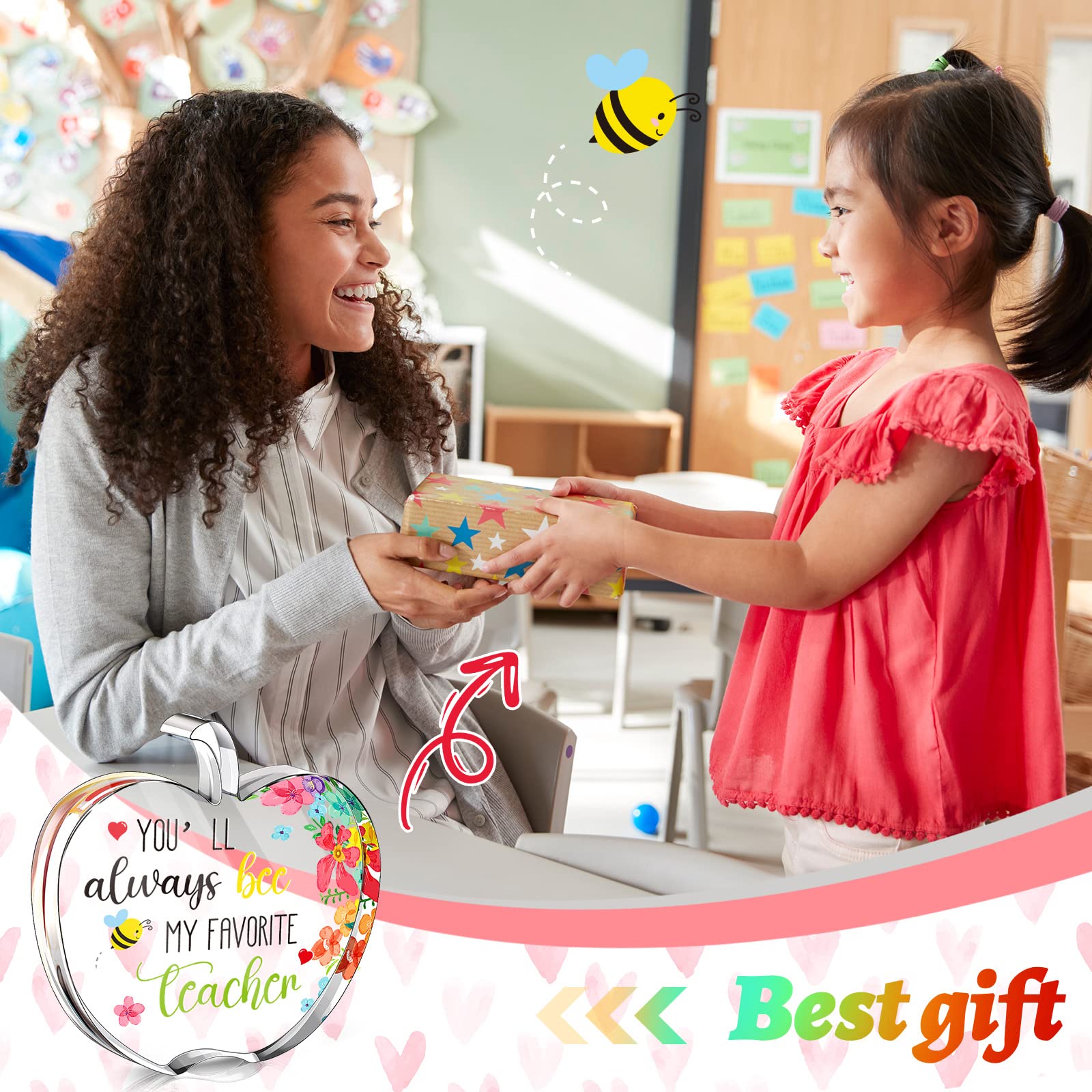 Chunful 2-Piece Bee-Themed Teacher Appreciation Gift Set - Perfect for Graduation, Christmas, Retirement & Thank You Gifts from Students - Acrylic Keepsake for Class of 2025 - Ideal for Classroom Decor, Teacher's Desk & Special Occasions