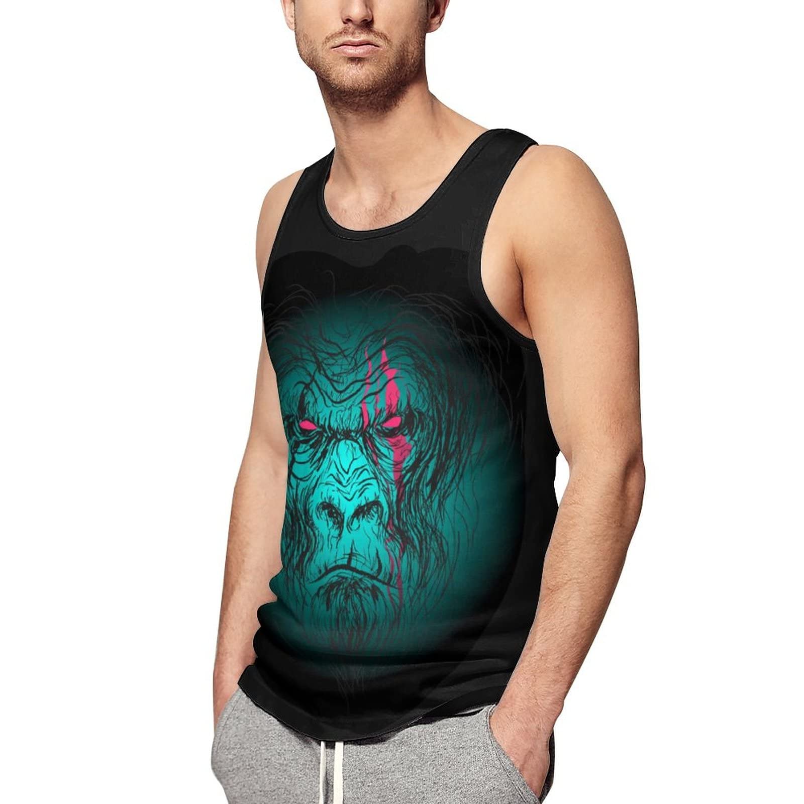 Evil Scar Print Men's Sleeveless Vest - Gorilla Burned Graphic Muscle Tank Top for Gym Workout & Casual Wear - Perfect for Bodybuilding, Streetwear & Summer Outfits