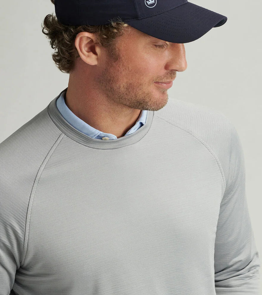 Peter Millar Men's Beaumont Performance Crew Sweater - Gale Grey | Premium Knit Pullover for Casual & Business Wear | Warm & Comfortable Sweater for Office, Travel & Outdoor Activities