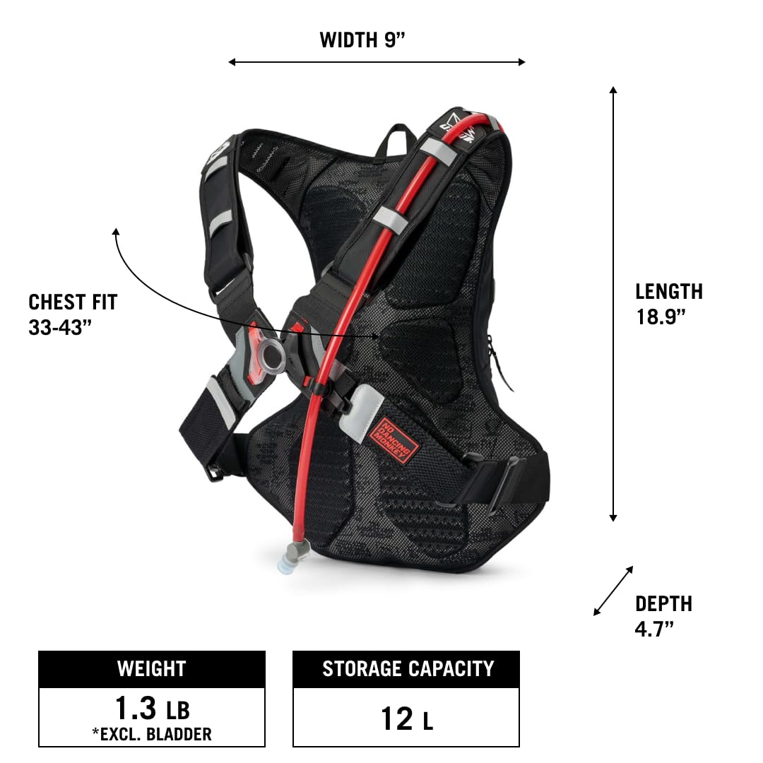 USWE Moto Hydro Hydration Pack with 2L Water Bladder - Bounce-Free Enduro & Off-Road Motorcycle Backpack - Lightweight Hydration Pack for Mountain Biking, Trail Running & Outdoor Adventures