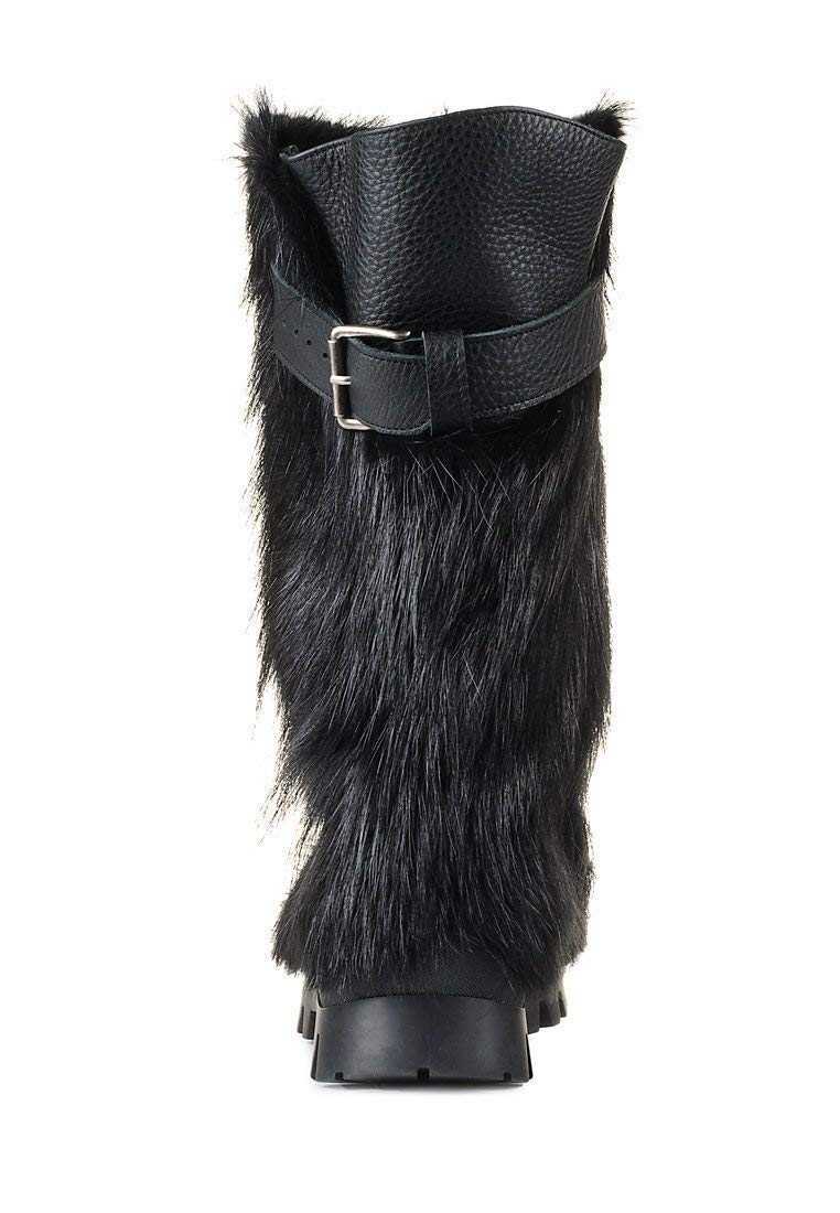 Men's Black Long Nutria Fur Boots - Warm Mukluks, Viking Style Winter Snow Boots with Furry Lining | Perfect for Arctic Adventures, Snowshoeing & Extreme Cold Weather