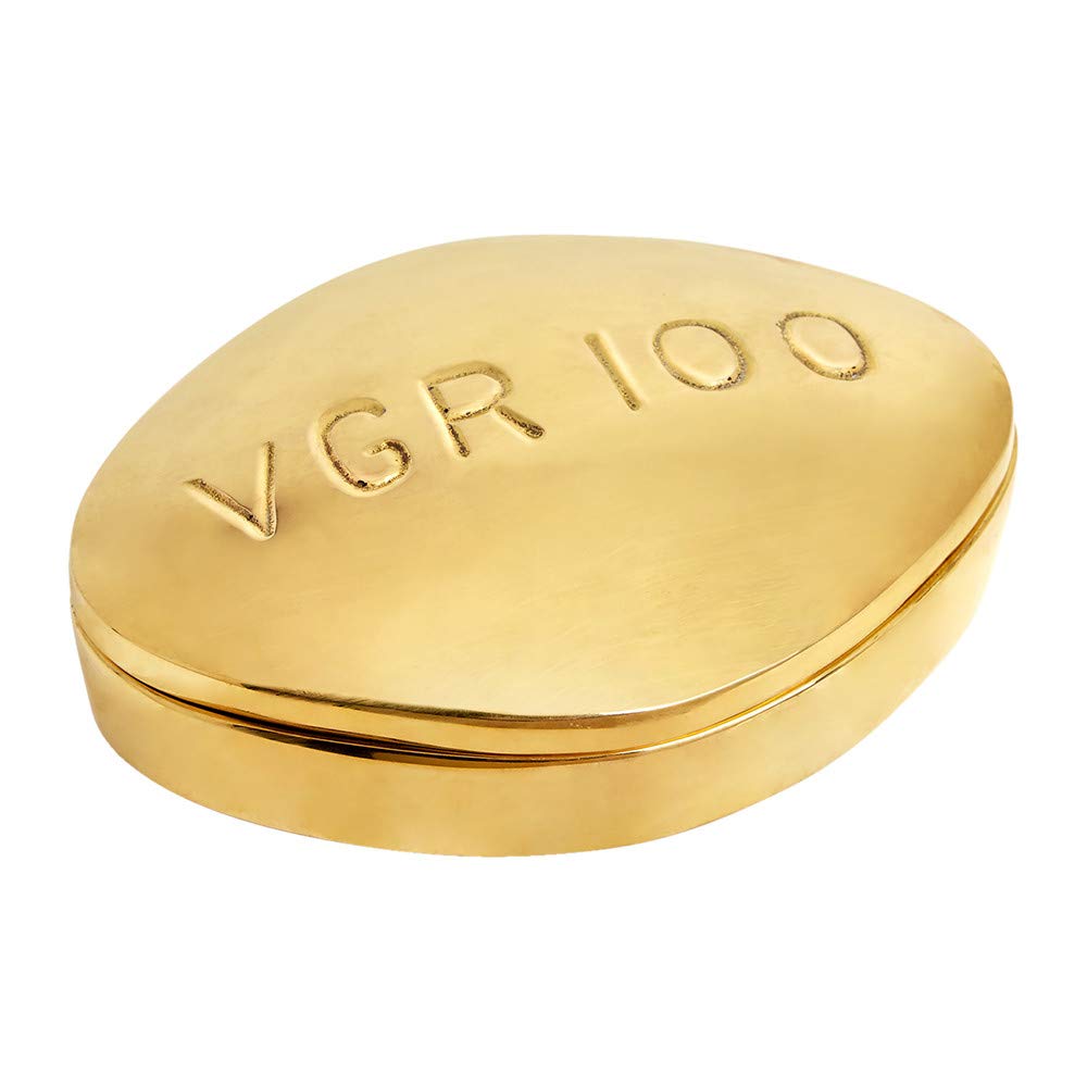 Jonathan Adler Brass Pill Box - Elegant Small Metal Case for Viagra, Medication & Jewelry Storage - Perfect for Travel, Home & Office Organization