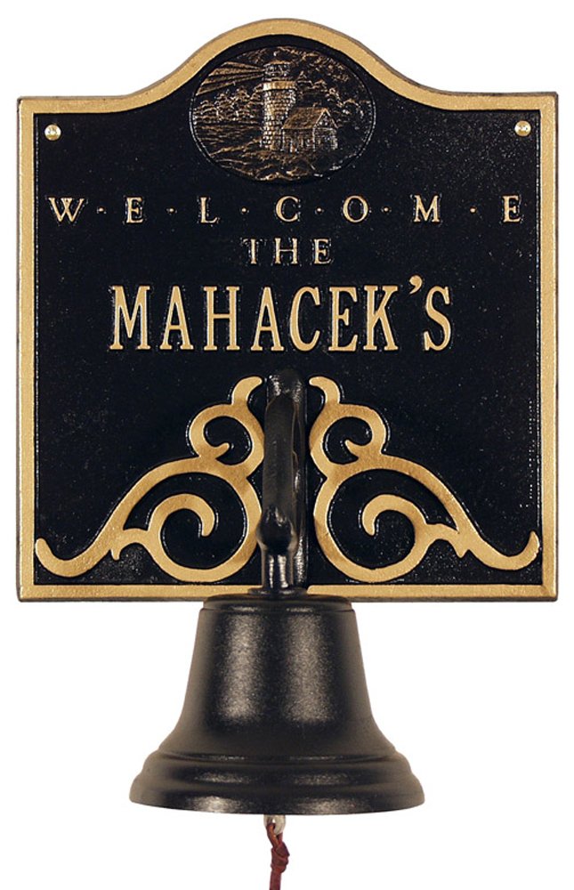 Personalized Whitehall Lighthouse Bell Welcome Plaque - Custom Engraved Home Decor for Porch, Garden & Entryway
