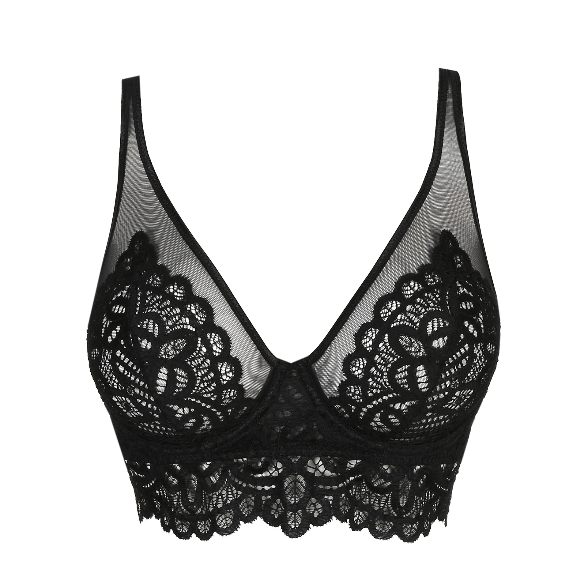 PrimaDonna First Night Plunge Longline Bra - Sexy Lace Underwire Push Up Bra for Women, Perfect for Date Night & Special Occasions