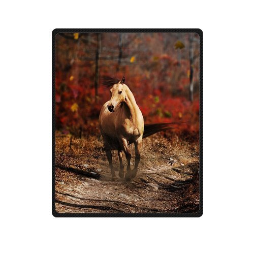 Luxury Soft Fleece Blanket 40x50 Inches - Cozy Autumn Horse Design for Sofa, Bed & Travel - Perfect Gift for Adults & Kids