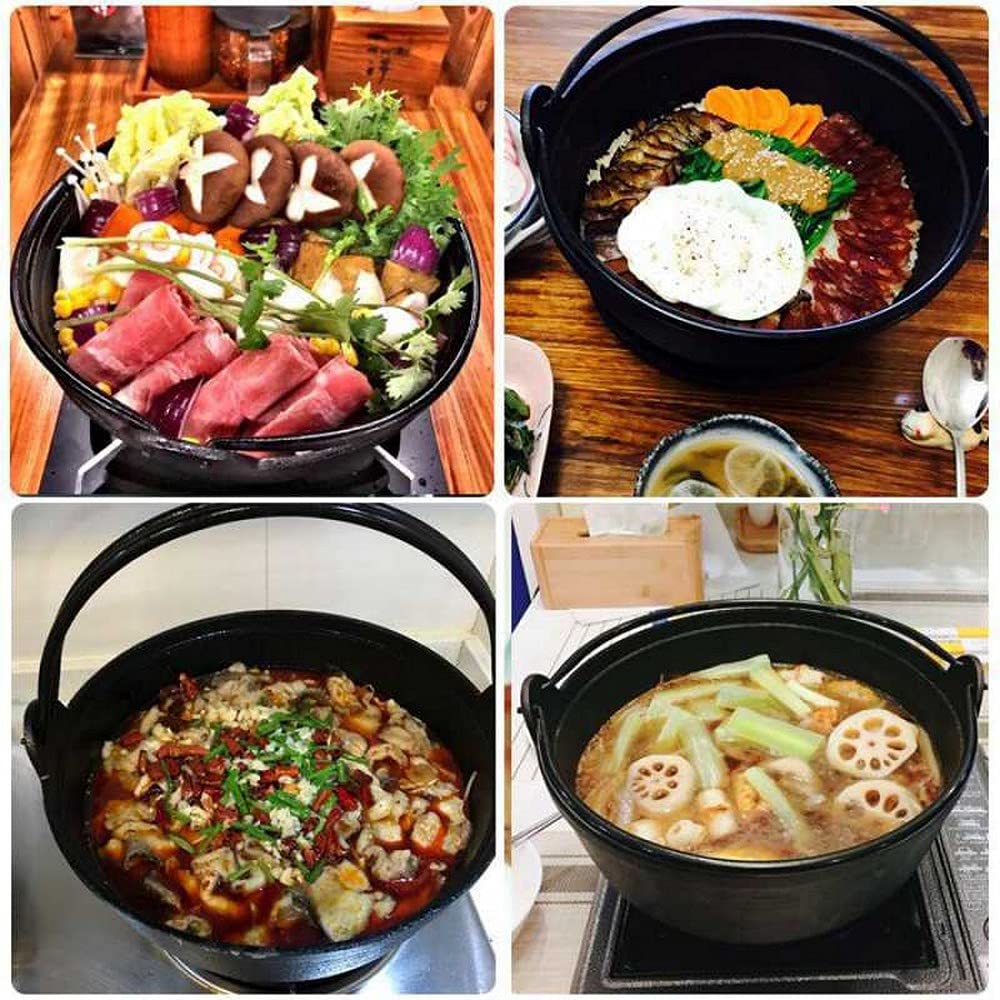 Premium Japanese Cast Iron Shabu Shabu Hot Pot with Lid - 9.5 Inch Sukiyaki Nabe Pot for Authentic Japanese Cooking | Perfect for Home Dining, Party Serving & Asian Cuisine Preparation