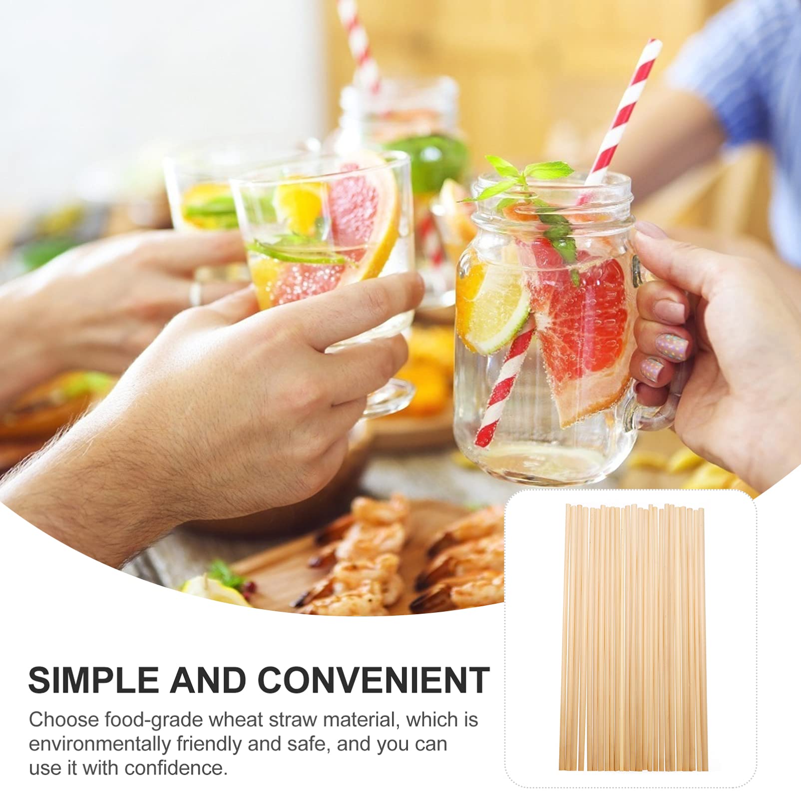 Garneck 100pcs Natural Drinking Straws - Reusable Juice & Beer Straws for Parties, Festivals & Home Use | Eco-Friendly, Safe & Practical Straw Supplies