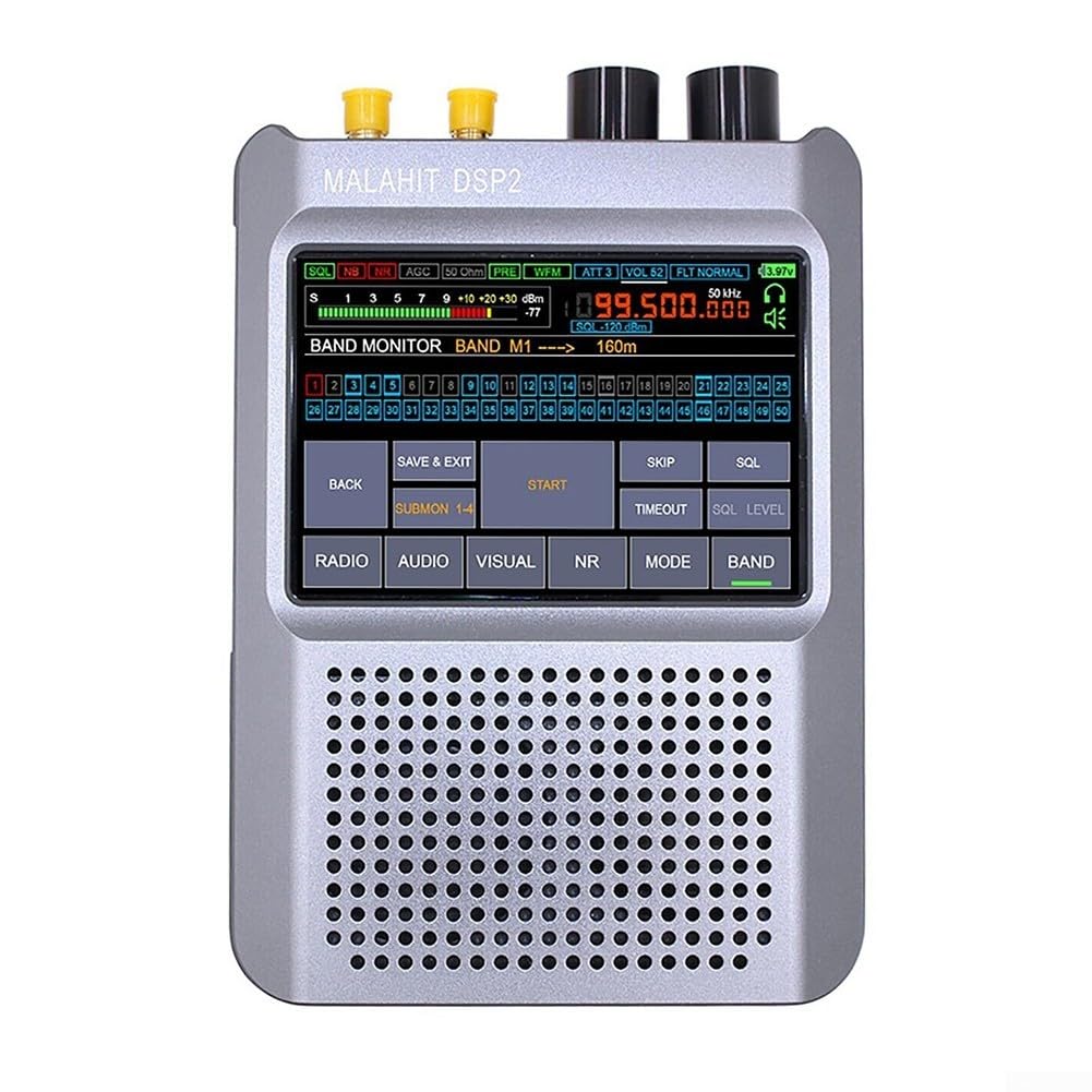 Premium DSP2 Receiver Radio with Front-Facing Speakers - High-Quality Sound, Elegant Design, V2.40 Firmware Upgrade for Home, Office, and Car Audio Systems