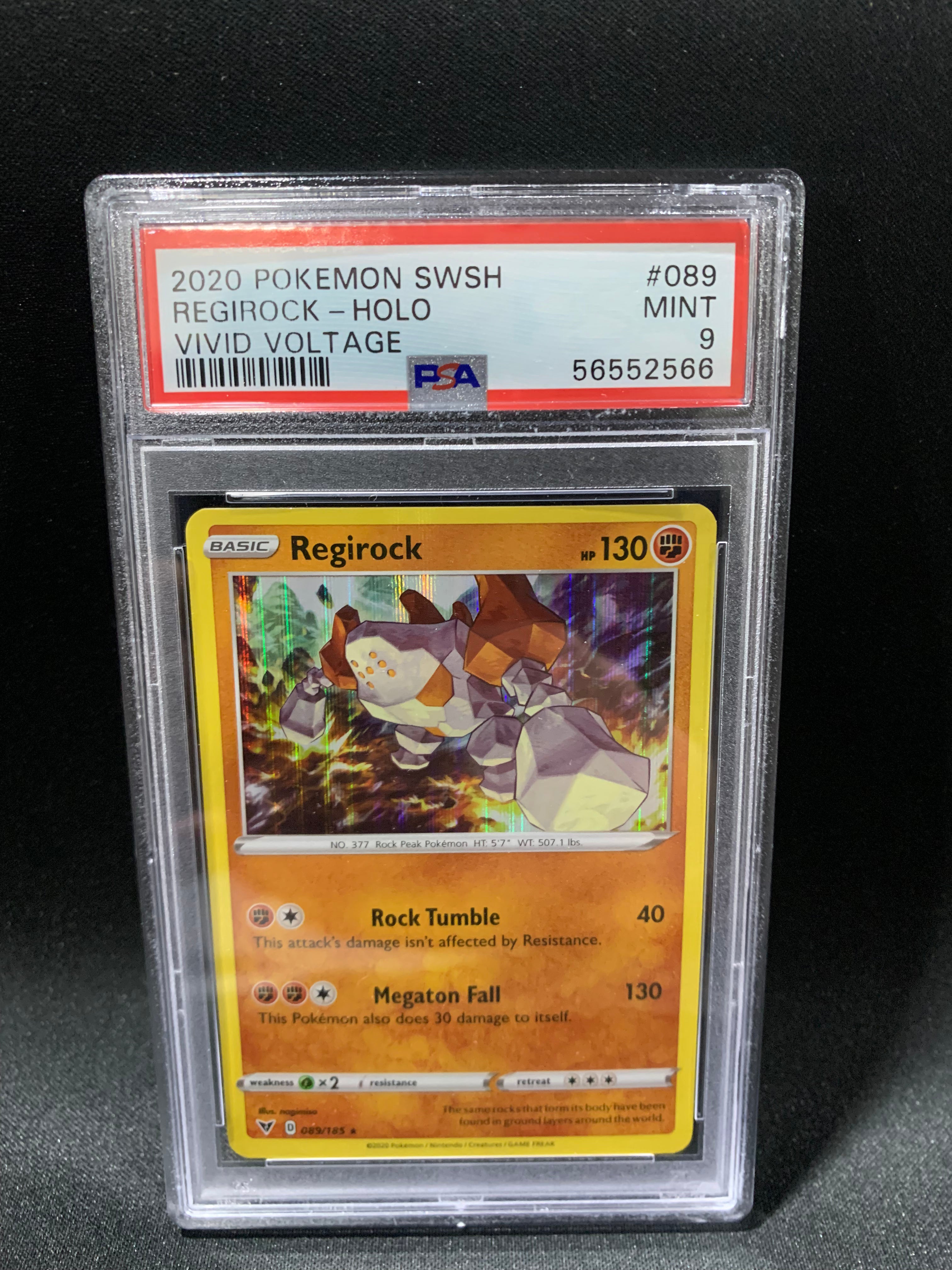 2020 Pokemon Sword & Shield Vivid Voltage Regirock Holo #89 PSA Mint 9 - Rare Trading Card for Collectors & Battles