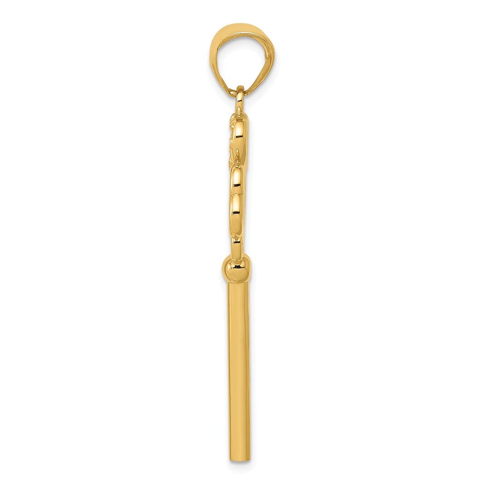 14K Yellow Gold Triple Heart Key Pendant Necklace - Romantic 