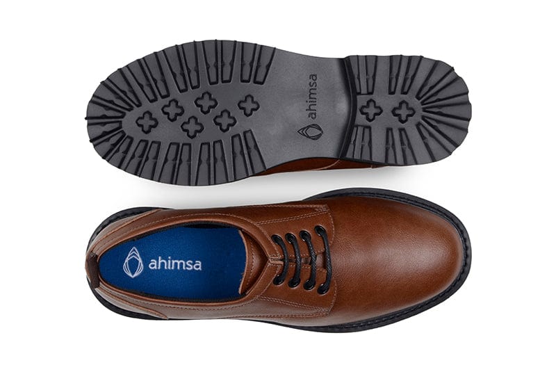 Vegan Leather Derby Shoes for Men & Women - Comfortable Brown Casual Shoes for Everyday Wear | Office, Walking, Travel & Outdoor Activities