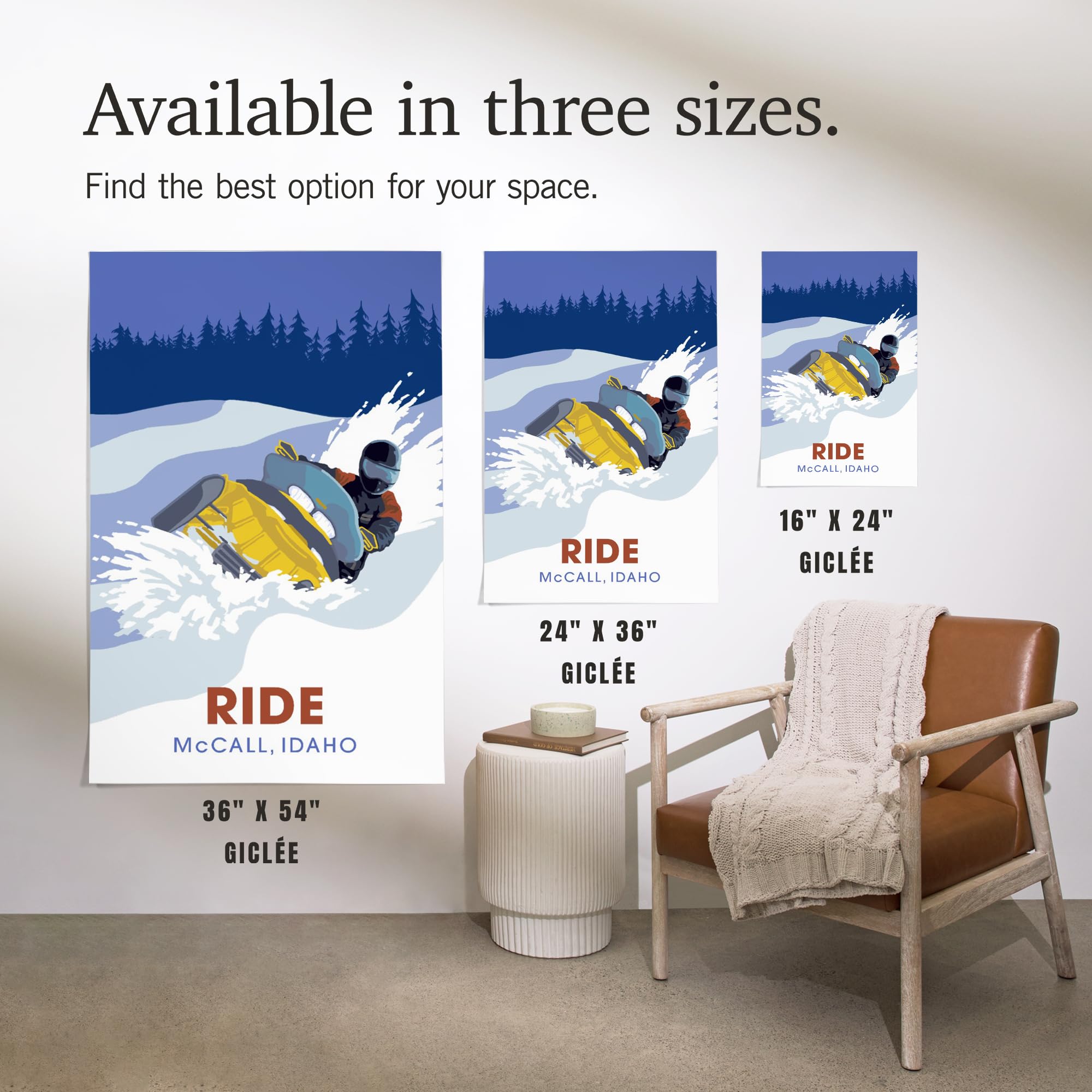 Lantern Press 16x24 Inch Giclee Print - McCall Idaho Snowmobile Ride Winter Landscape Wall Art - Perfect for Home Decor, Office & Cabin Wall Decorations