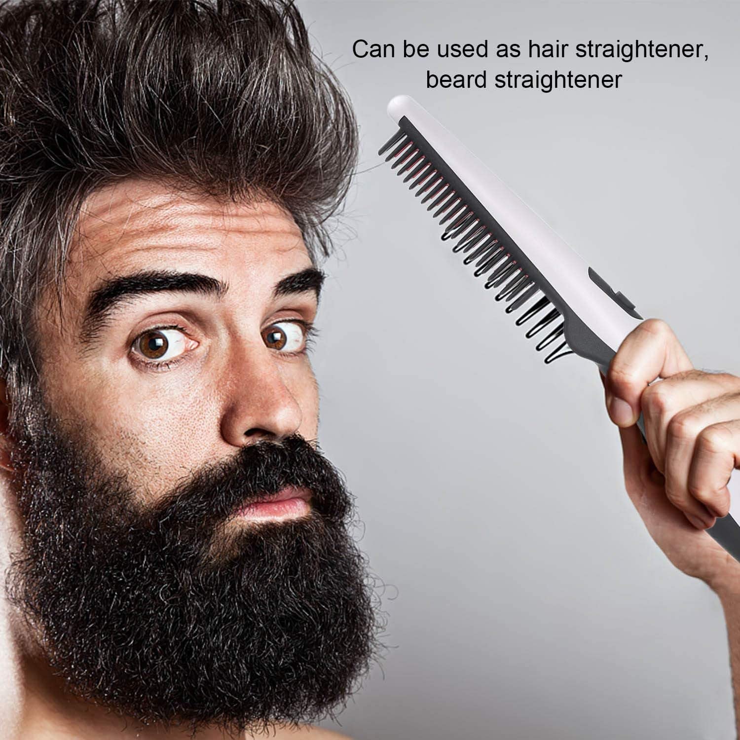 Professional Multifunctional Hair Comb Brush - Beard Straightener, Hair Straightening & Styling Comb for Men | Quick Heat Styler for Beards & Curls | Perfect for Home, Travel & Salon Use