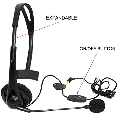 Wired Mono Headphone with Microphone - 3.5mm Single Earbud Headset for Motorola Moto G7 Power - Hands-Free Over-The-Head Design for Calls, Gaming & Office Work
