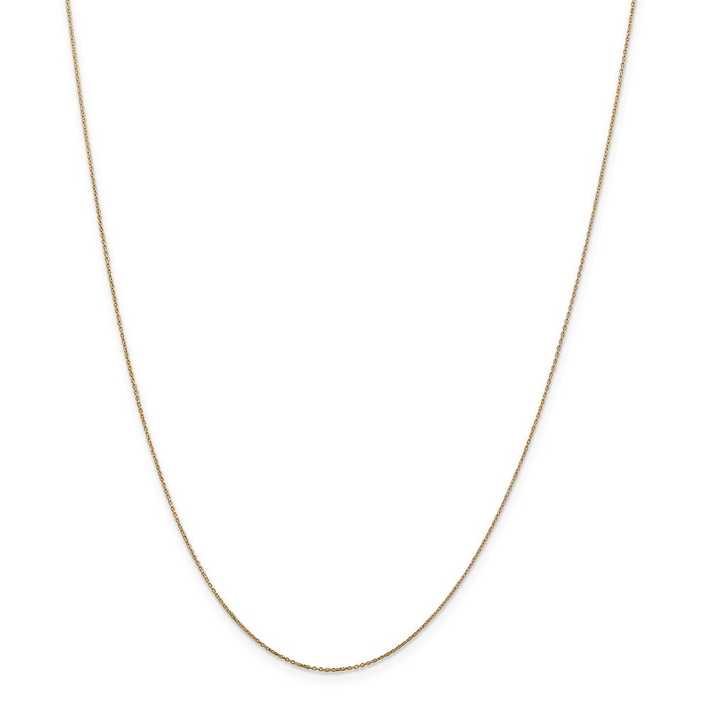 14Kt Yellow Gold 0.6mm Solid Diamond-Cut Cable Chain Necklace - 16 Inch | Dainty Layering Jewelry for Women, Gift for Her, Everyday Wear & Special Occasions